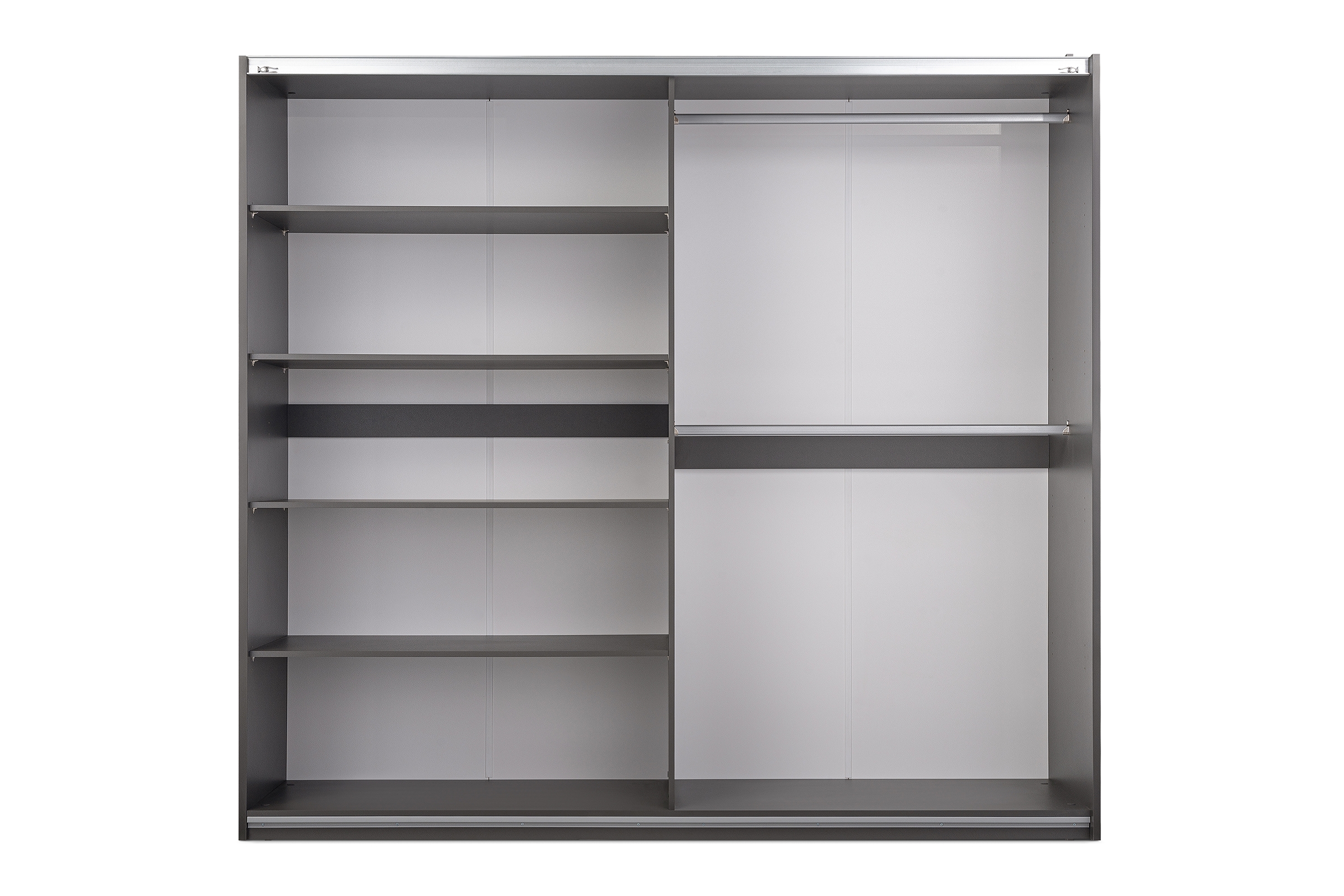 Skříň s posuvnými dveřmi Boston 250 cm se zrcadlem - grafitová skříň z zrcadlem Dalmari 250 przesuwna - grafit 