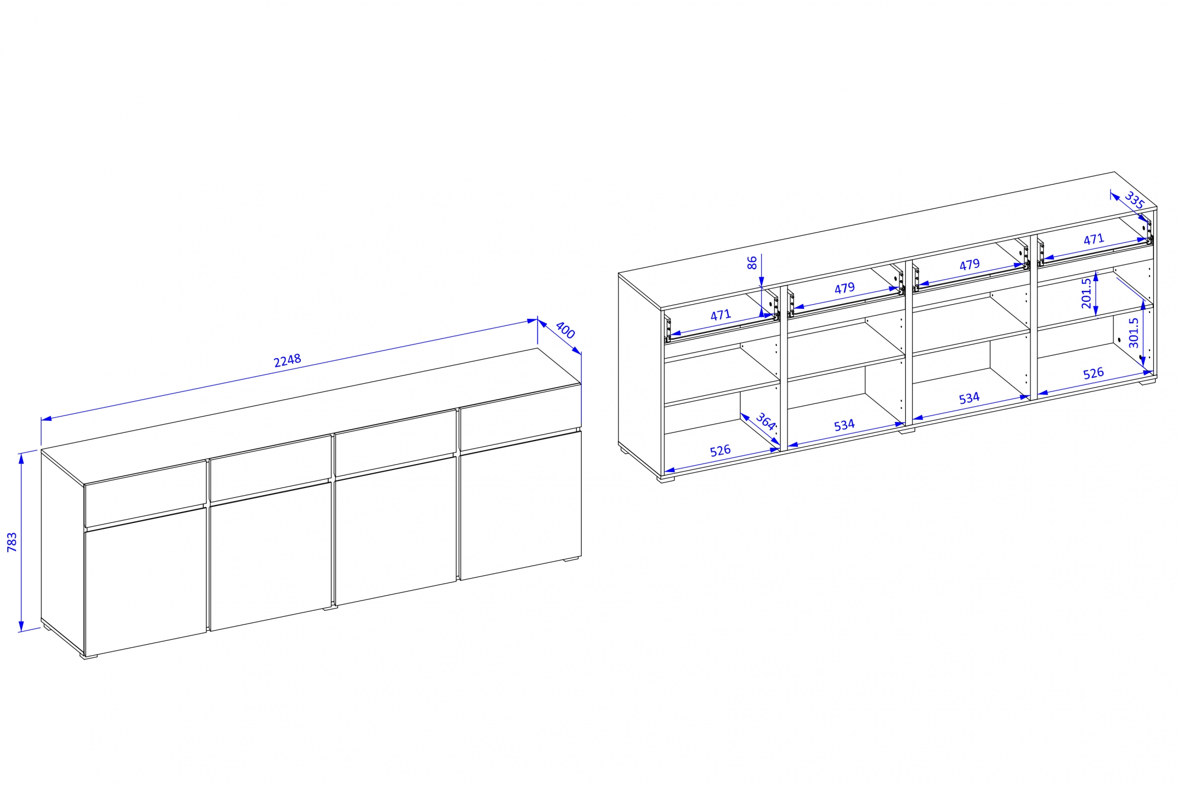Komoda Cross 225 cm se zásuvkami - zelená / černá Komoda Gramon 225 cm se zásuvkami - zelená / černá