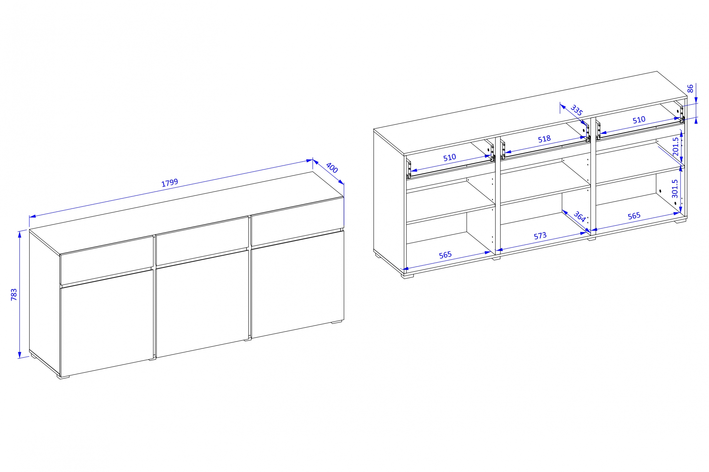 Komoda Cross 180 cm s 3 zásuvkami – zelená / čierna Komoda Gramon 180 cm so zásuvkami - Zelený / Čierny