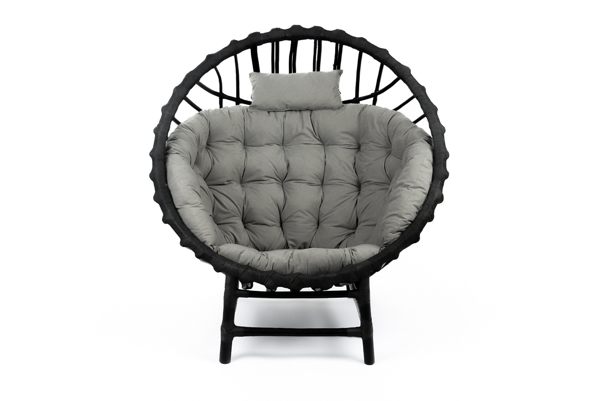 Křeslo wiklinowy Gardins I 102 cm z poduszka + GRATIS - černá / šedá Polštář - Omezená nabídka Křeslo wiklinowy Gardins I 102 cm z poduszka + GRATIS - černá 