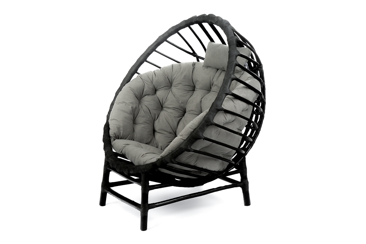 Křeslo wiklinowy Gardins I 102 cm z poduszka + GRATIS - černá / šedá Polštář - Omezená nabídka Křeslo wiklinowy Gardins I 102 cm z poduszka + GRATIS - černá 