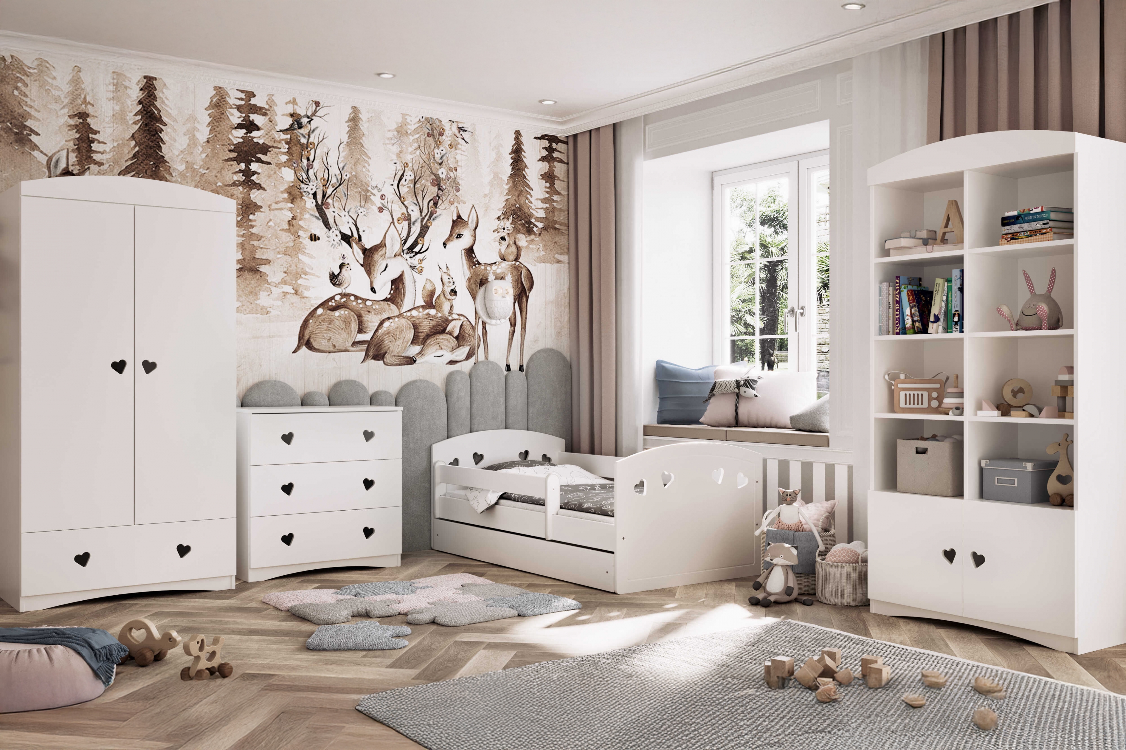 Detská posteľ Pateri 80x160 cm so zásuvkou - biela Posteľ dzieciece Pateri 80x160 cm z szuflada - Biely