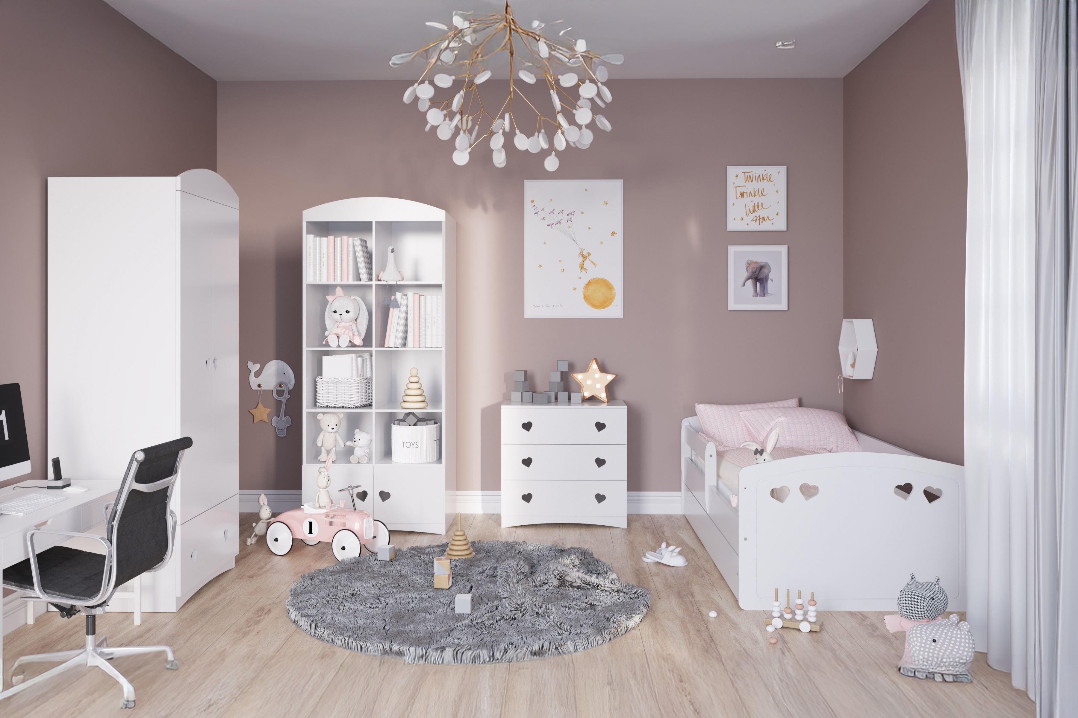 Detská posteľ Pateri 80x160 cm so zásuvkou - biela Posteľ dzieciece Pateri 80x160 cm z szuflada - Biely