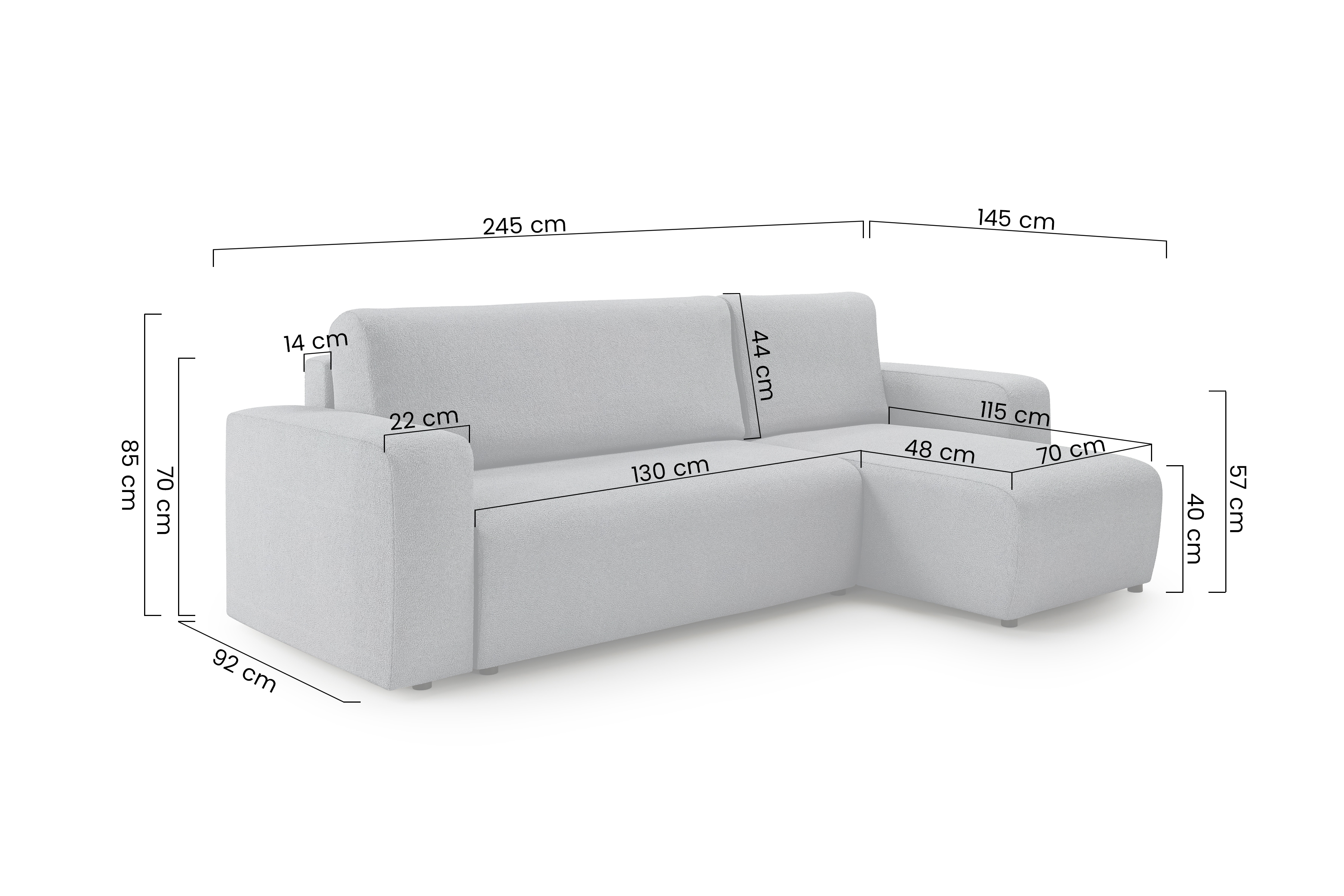 Rozkládací rohová sedací souprava Avia Mini - tmavě modrá Gerra 125 Rohová sedací souprava Avia Mini rozkládací uniwersalny prawo/levá - tmavě modrá boucle Gerra 125