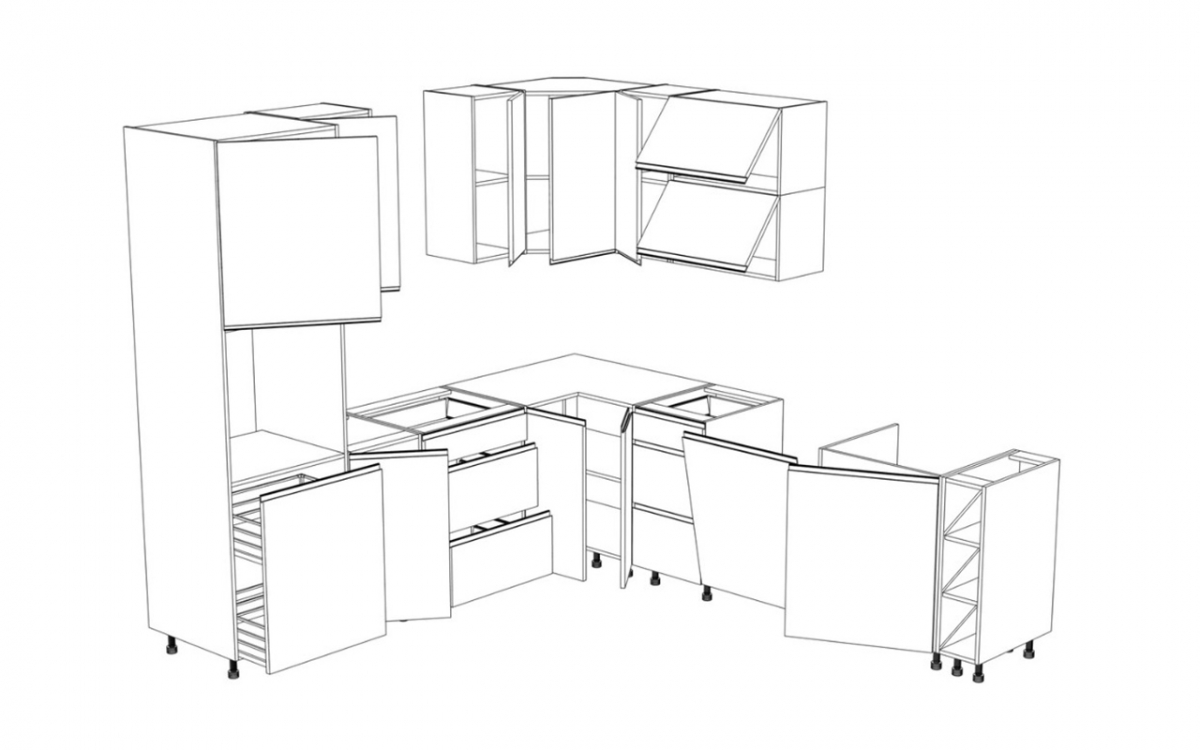 Komplet nábytku kuchynského Aspen 250x270cm z cokolem - biely lesk Komplet nábytku kuchynského Aspen 250x270cm z cokolem - biely lesk