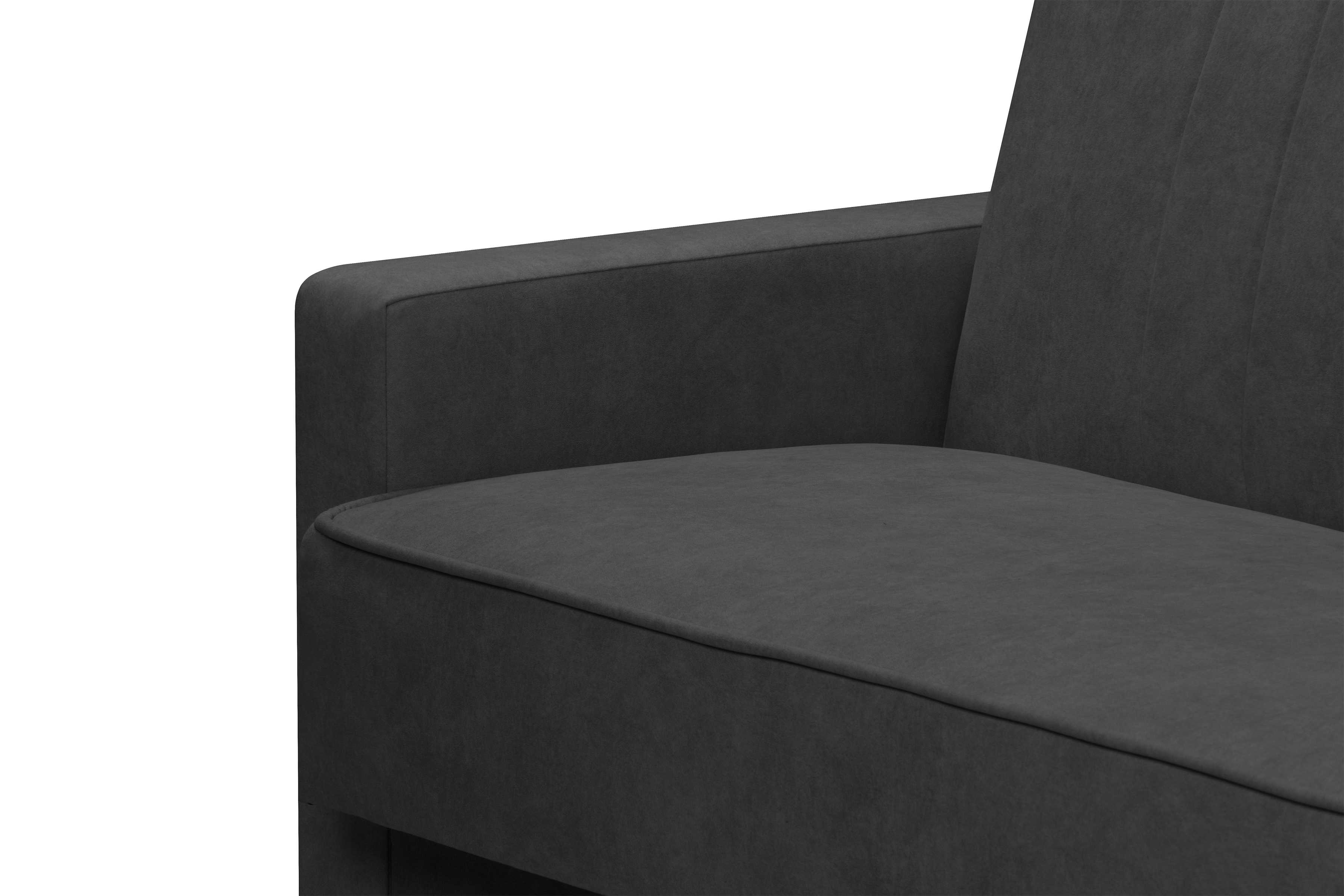 Rozkládací pohovka Wars - tmavě šedý samet Kronos 34 / nožky wenge Pohovka Wars rozkládací - tmavě šedá samet Kronos 34 / wenge