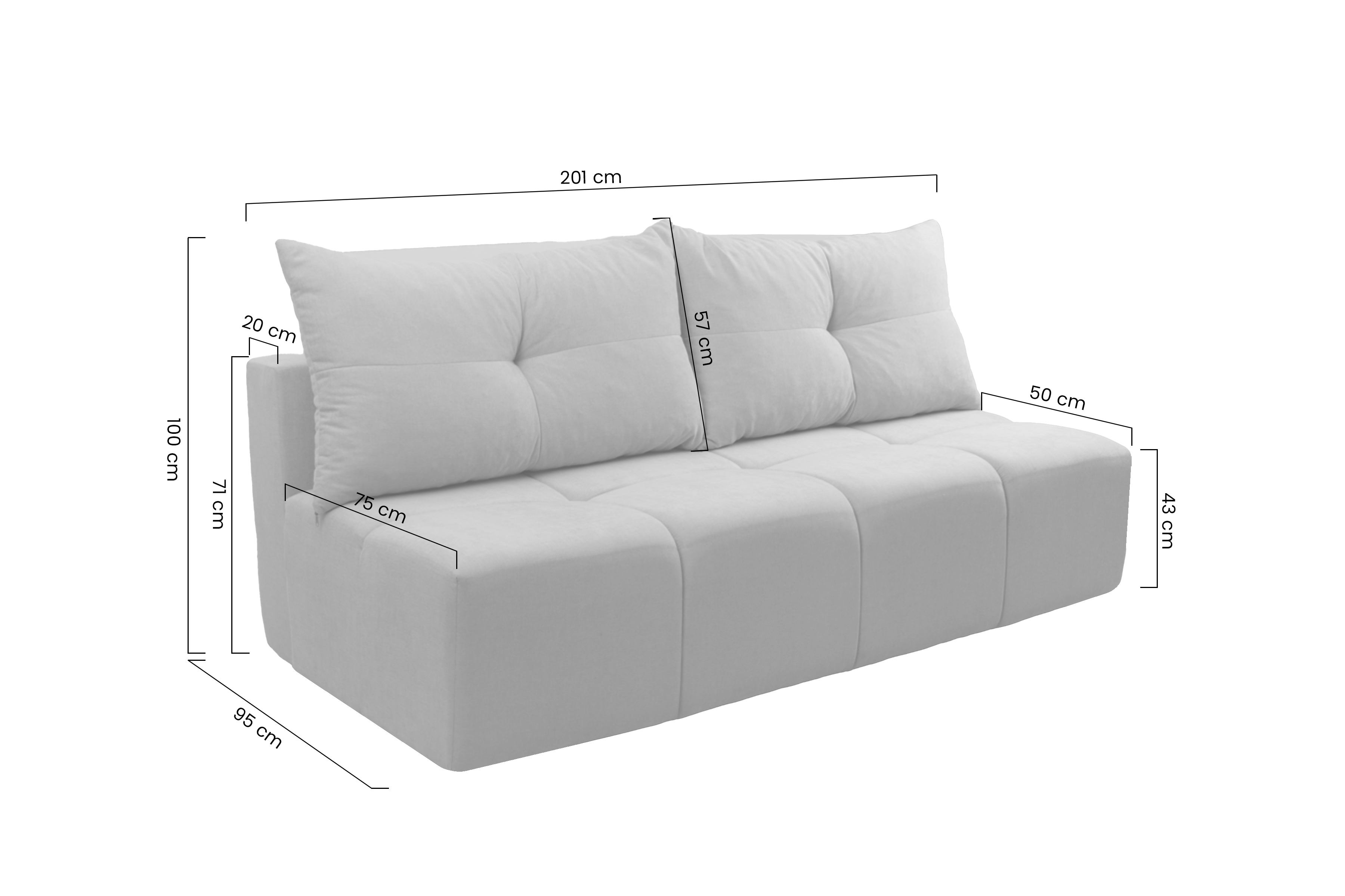 Rozkladacia pohovka Natario s úložným priestorom – sivý šenil Wind 90 Pohovka Natario rozkladana S vnútorným úložným priestorom- šedý šenil Wind 90