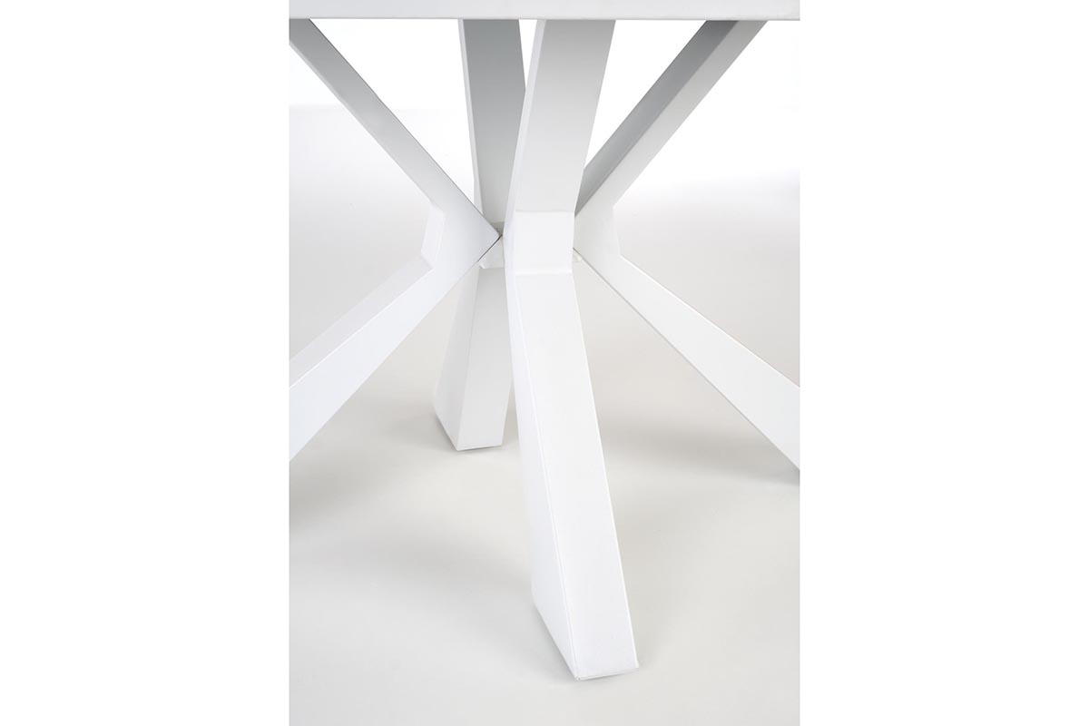 Jedálenská zostava Nerio Nolvari 4+1 – biely mramor / béžová / biela Stôl rozkladany Nolvari z czterema tapicerowanymi krzeslami Nerio - Biely mramor / Béžová / nožičky biale