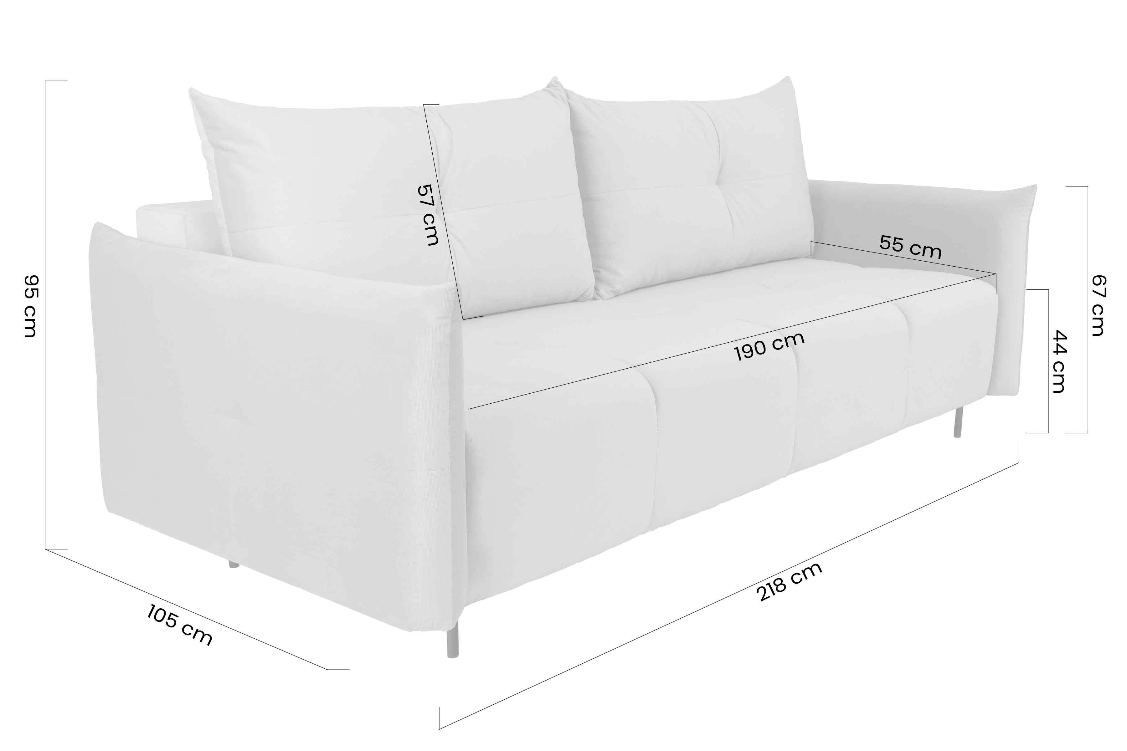 Rozkladacia pohovka Fitelia s úložným priestorom – popolavý plyš Pretty 16 / bukové nožičky Pohovka rozkladana Fitelia S vnútorným úložným priestorom- Popolový plusz Pretty 16 / buk 