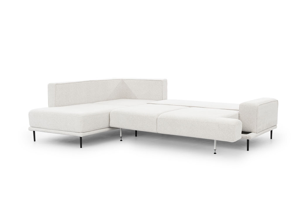 Rozkládací rohová sedací souprava Nicole L levá - krémový samet Matt Velvet 6 / černé nožky Rohová sedací souprava Nicole L rozkladany pro obývacího pokoje levá - Krémový samet Matt Velvet 6 / Nohy černá 