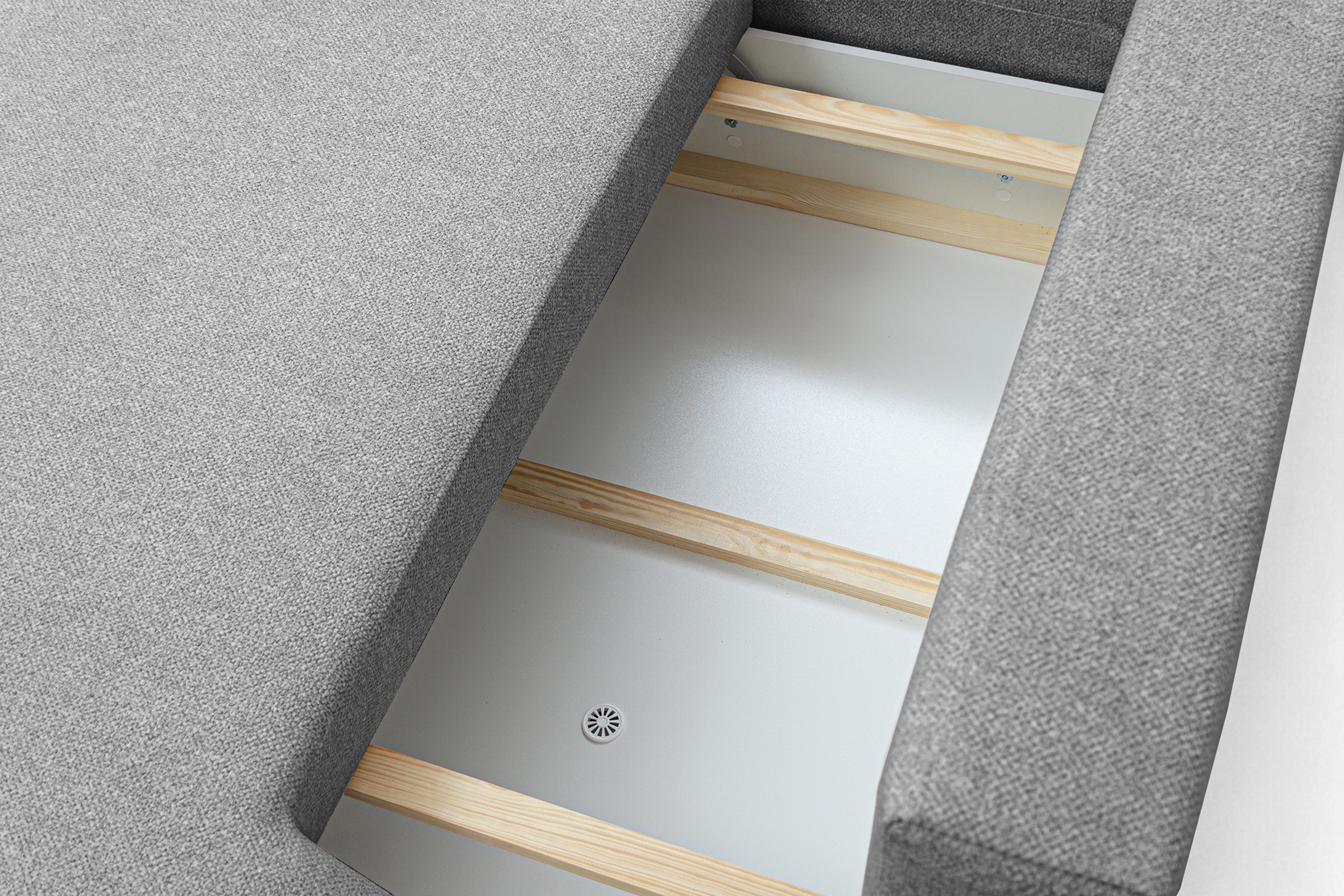 Rozkladacia rohová sedačka Lotulis L II ľavá – sivá hydrofóbna pletenina Blur 18 Rohová sedacia súprava Lotulis L s funkciou spánku Ľavá strana - šedá dzianina hydrofobowa Blur 18