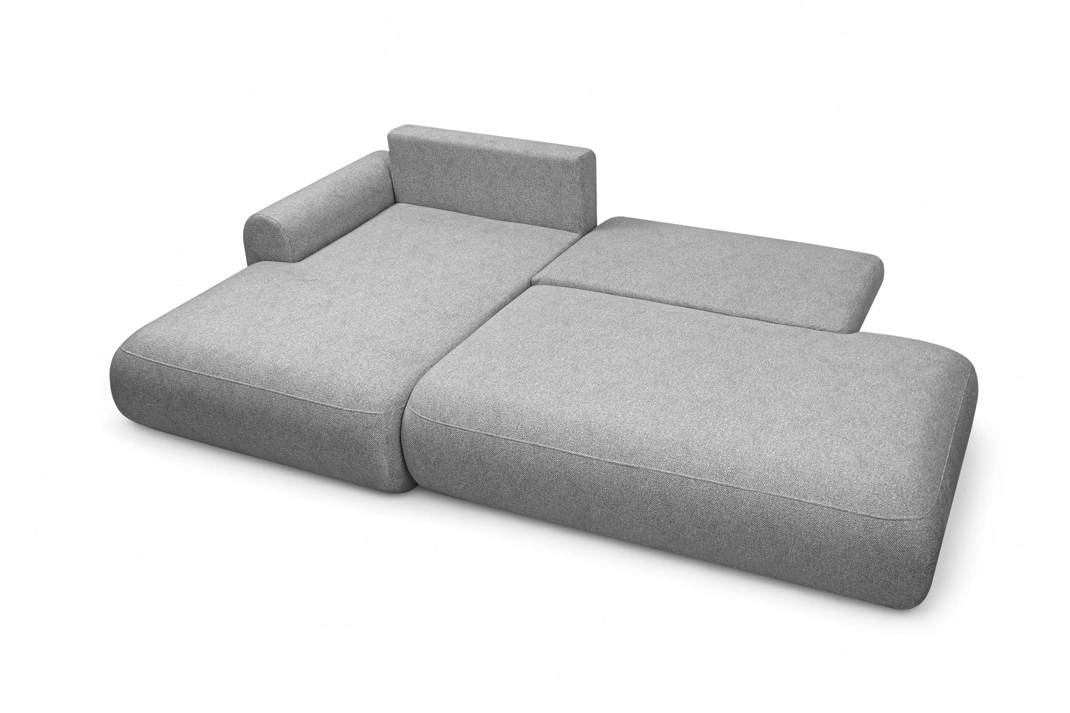 Rozkladacia rohová sedačka Lotulis L II ľavá – sivá hydrofóbna pletenina Blur 18 Rohová sedacia súprava Lotulis L s funkciou spánku Ľavá strana - šedá dzianina hydrofobowa Blur 18