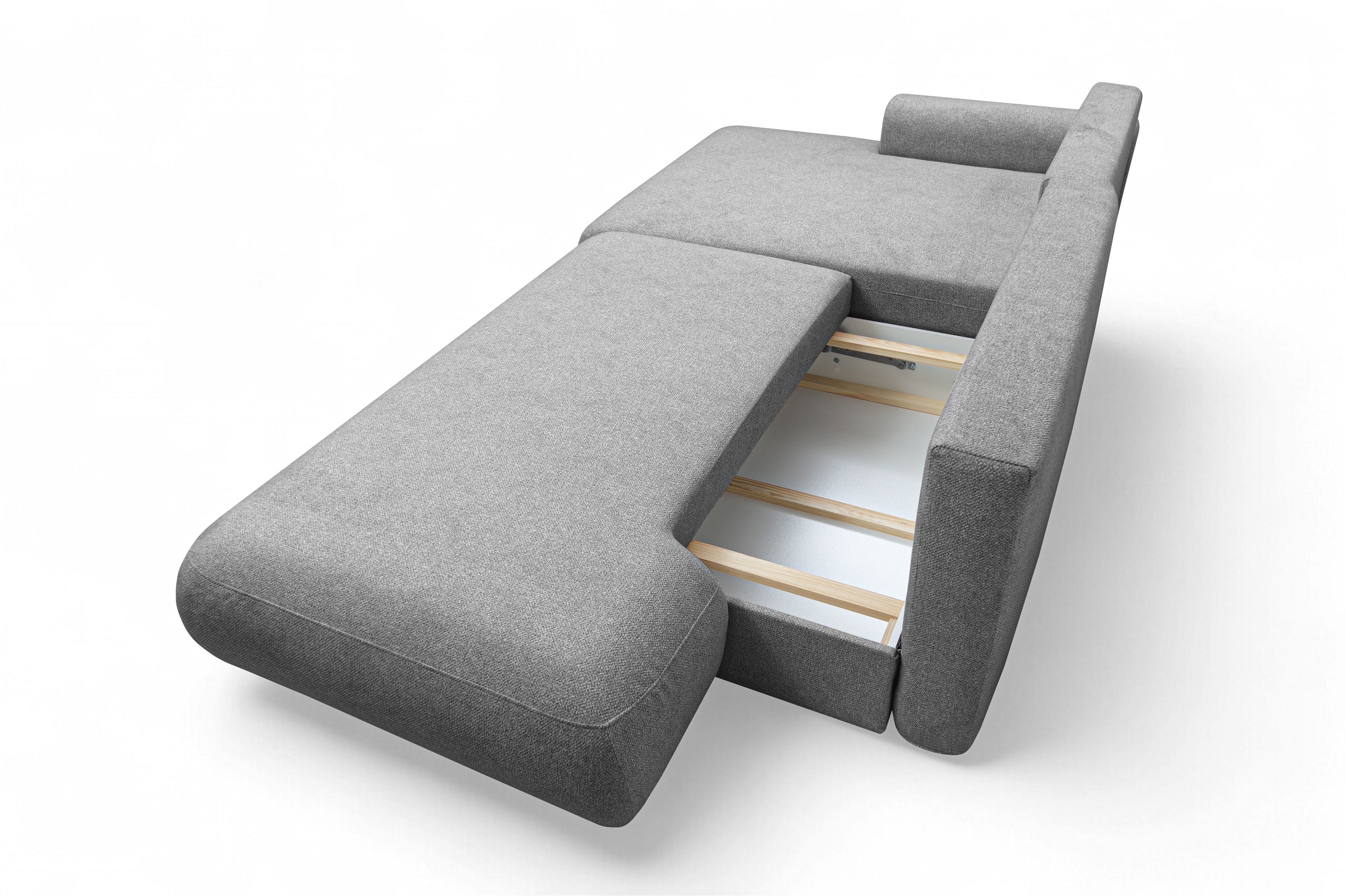 Rozkladacia rohová sedačka Lotulis L II ľavá – sivá hydrofóbna pletenina Blur 18 Rohová sedacia súprava Lotulis L s funkciou spánku Ľavá strana - šedá dzianina hydrofobowa Blur 18