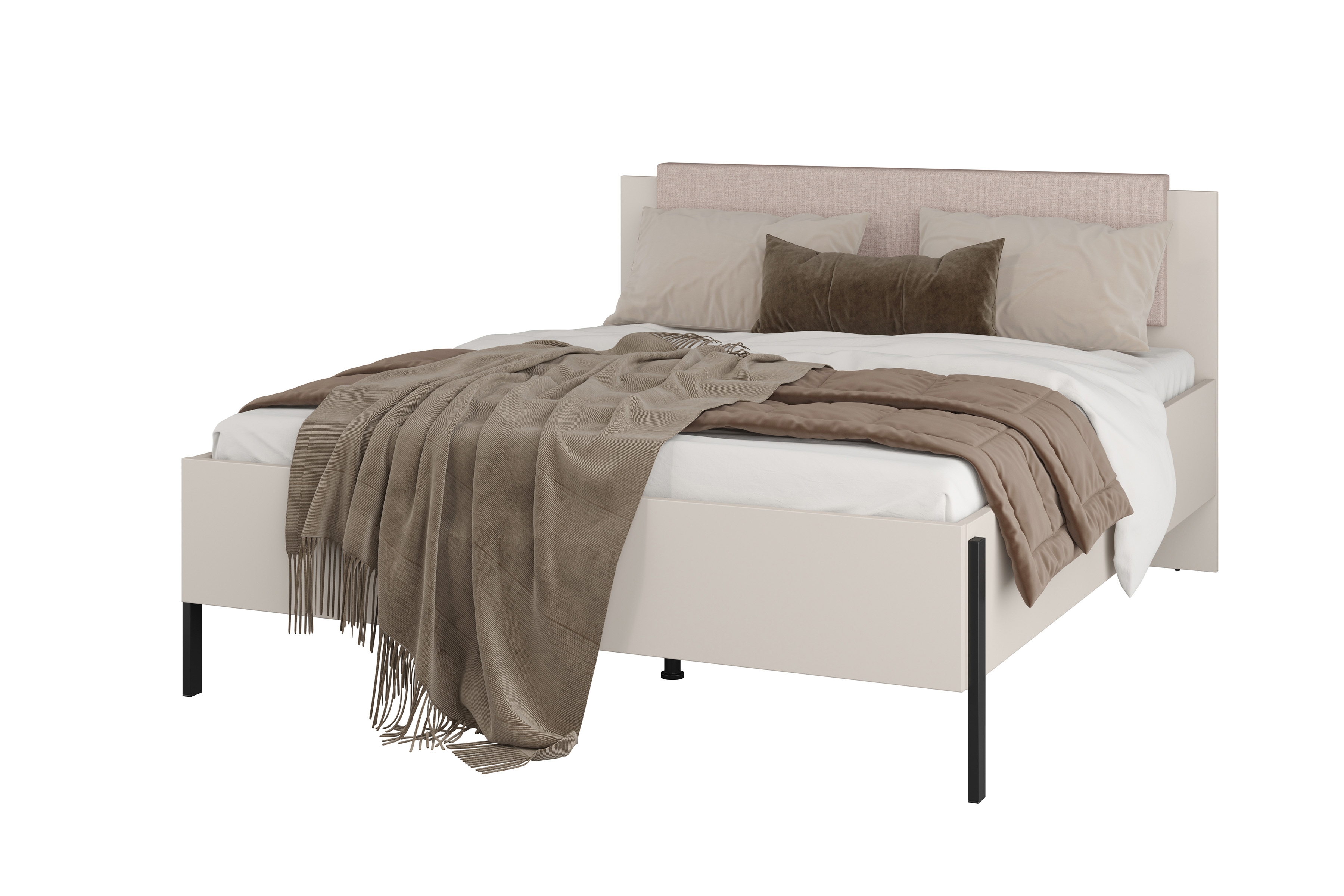 Manželská posteľ Jukon 160x200 cm s úložným priestorom - kašmírová / čierna Posteľ Jukon 160 x 200 S vnútorným úložným priestorom- kašmír / čierny nožičky