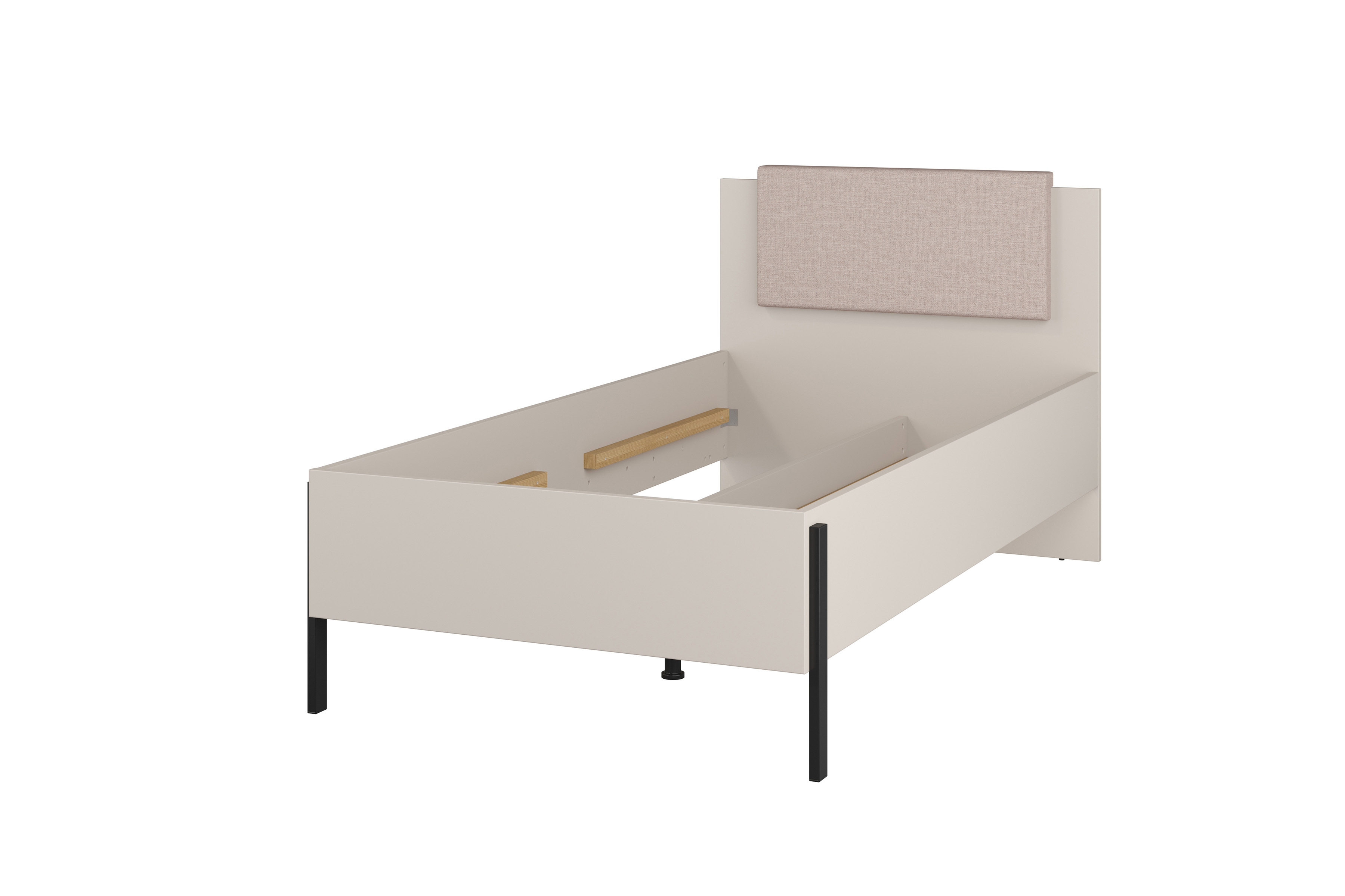 Posteľ Jukon 100x200 cm s úložným priestorom - kašmírová / čierna Posteľ Jukon 100 x 200 S vnútorným úložným priestorom- kašmír / čierny nožičky