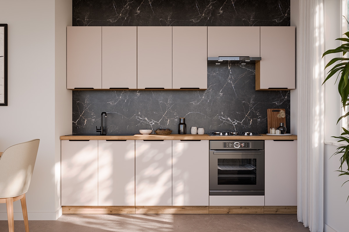 Kuchyňská spodní rohová skříňka Arvani ND90x90 dvoudveřová - kašmír / dub artisan skříňka kuchyňská spodní Arvani DN90x90 rohová dvoudveřová - kašmír / dub artisan