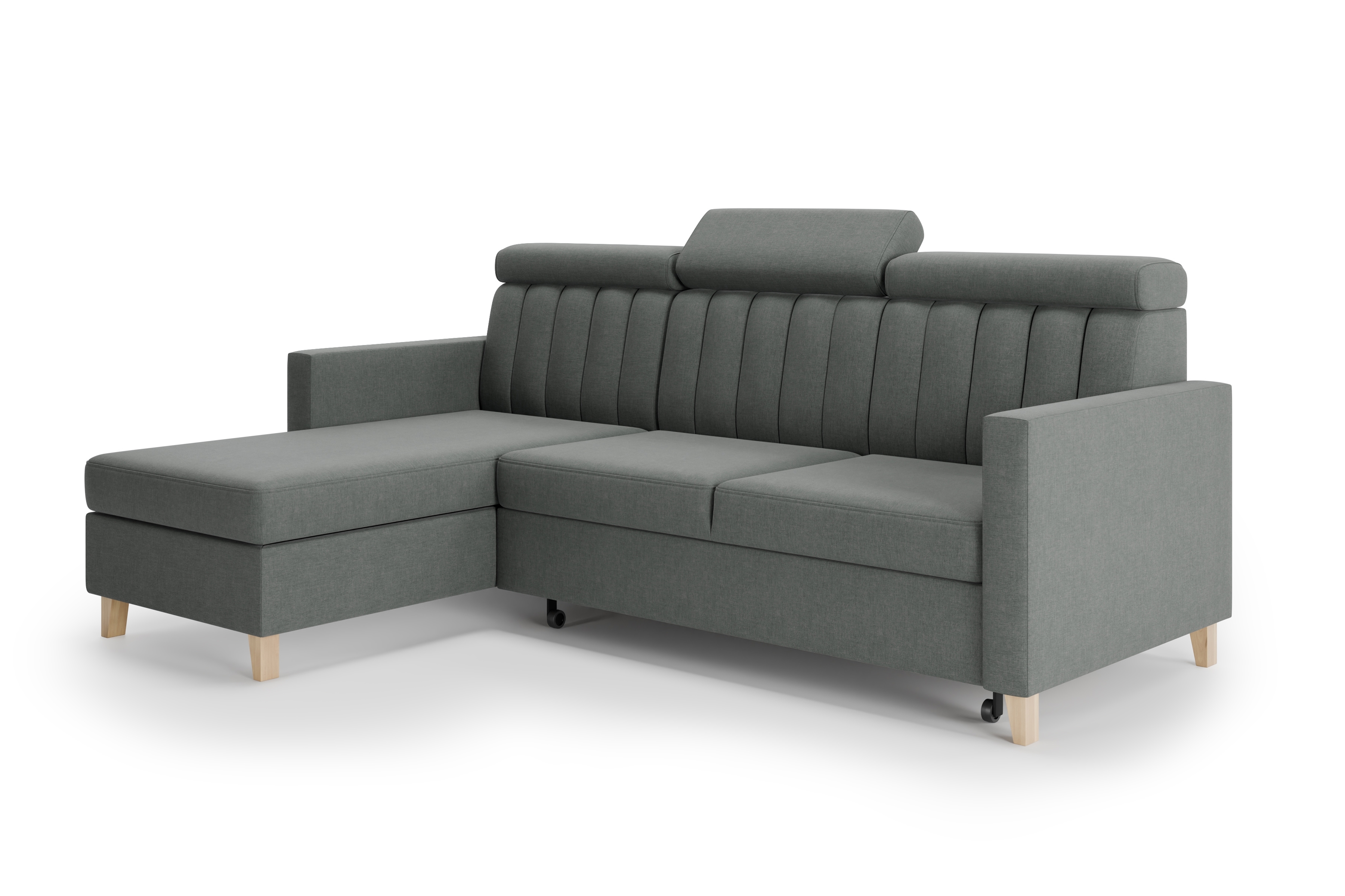 Rohová sedacia súprava Vario univerzálna s funkciou spania - sivý šenil Wind 89 - Koncovka Série    Rohová sedacia súprava Vario s funkciou spánku uniwersalny prawo/Ľavá strana - šedý šenil Wind 89 - Koncovka Série  