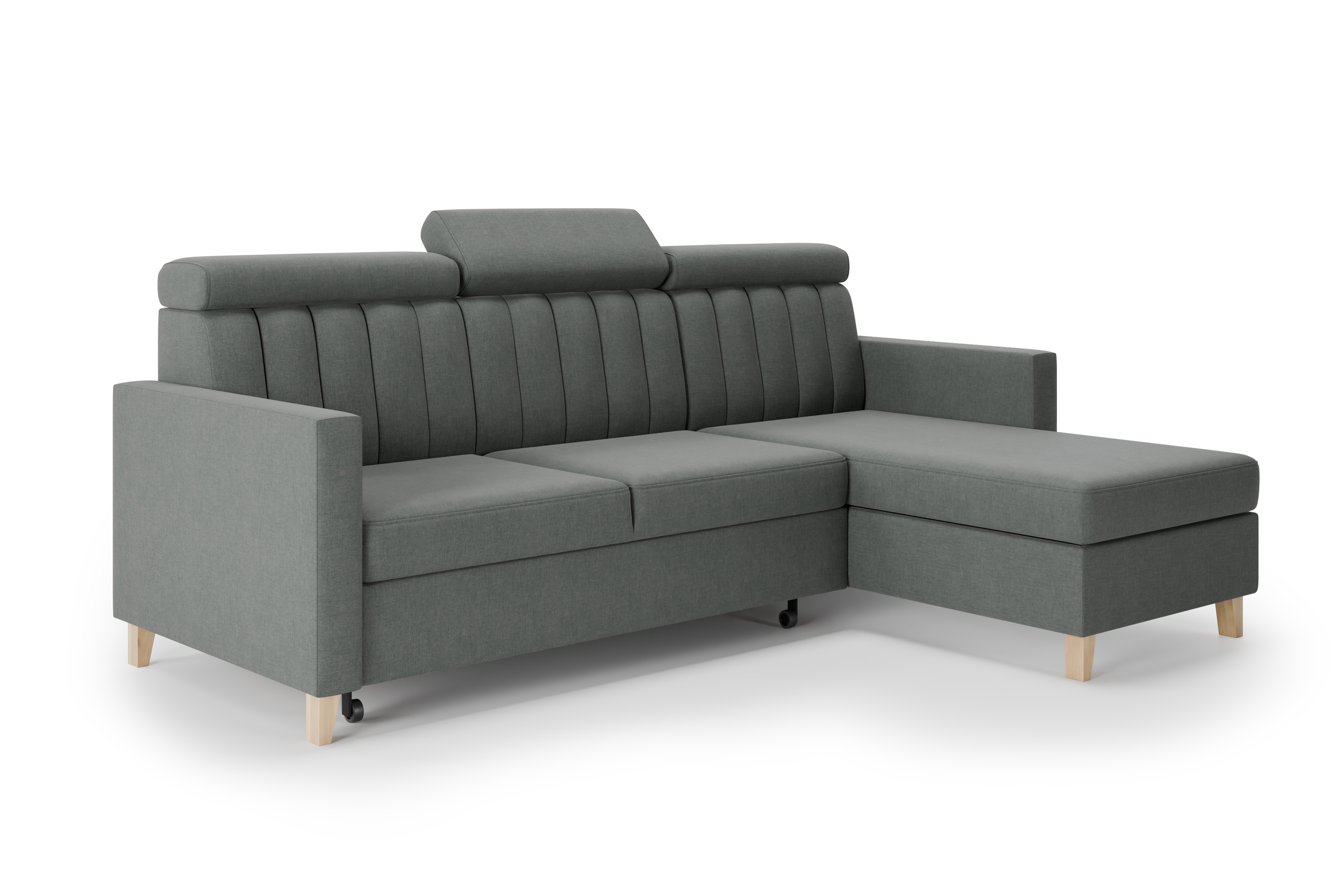 Rohová sedacia súprava Vario univerzálna s funkciou spania - sivý šenil Wind 89 - Koncovka Série    Rohová sedacia súprava Vario s funkciou spánku uniwersalny prawo/Ľavá strana - šedý šenil Wind 89 - Koncovka Série  