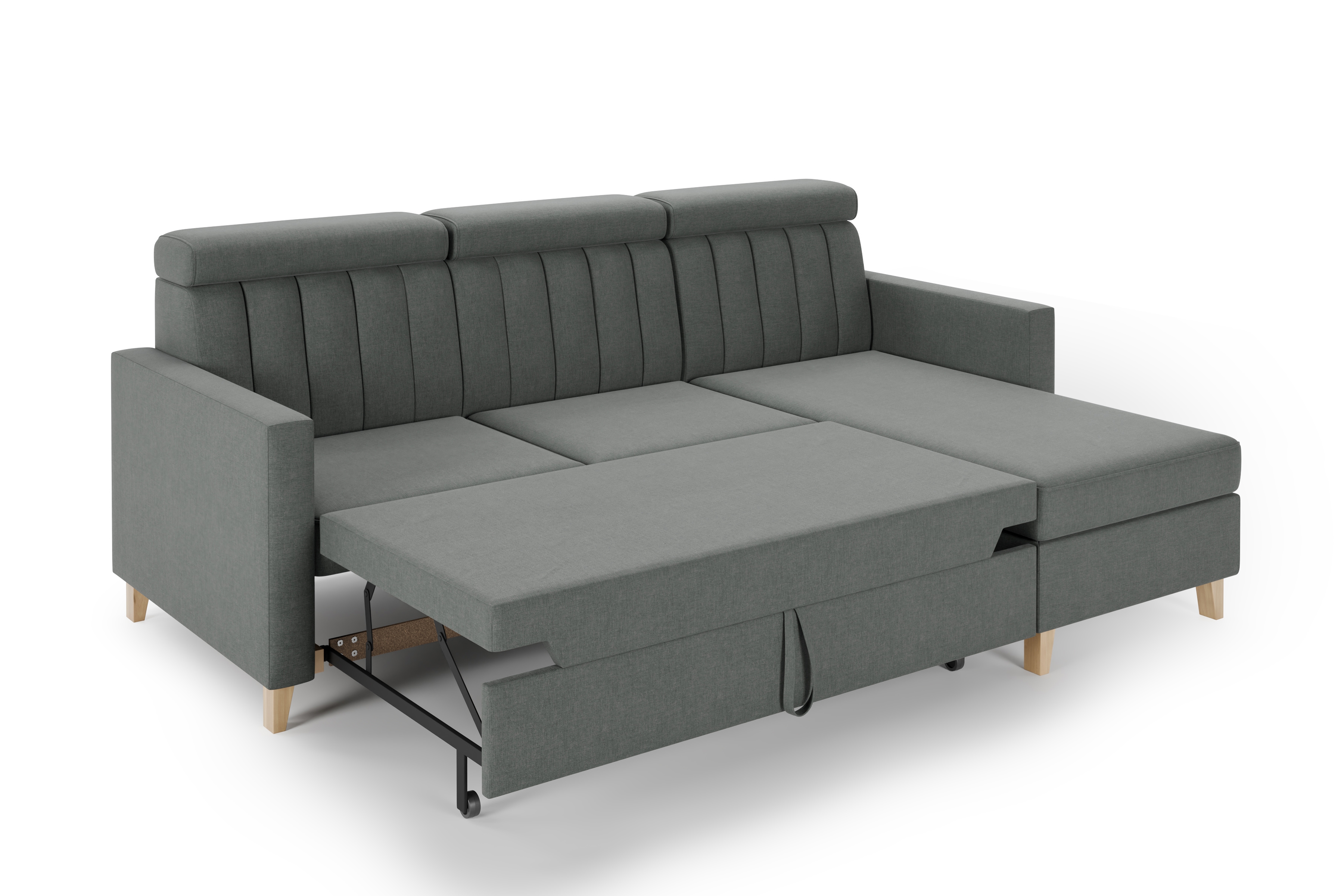 Rohová sedacia súprava Vario univerzálna s funkciou spania - sivý šenil Wind 89 - Koncovka Série    Rohová sedacia súprava Vario s funkciou spánku uniwersalny prawo/Ľavá strana - šedý šenil Wind 89 - Koncovka Série  