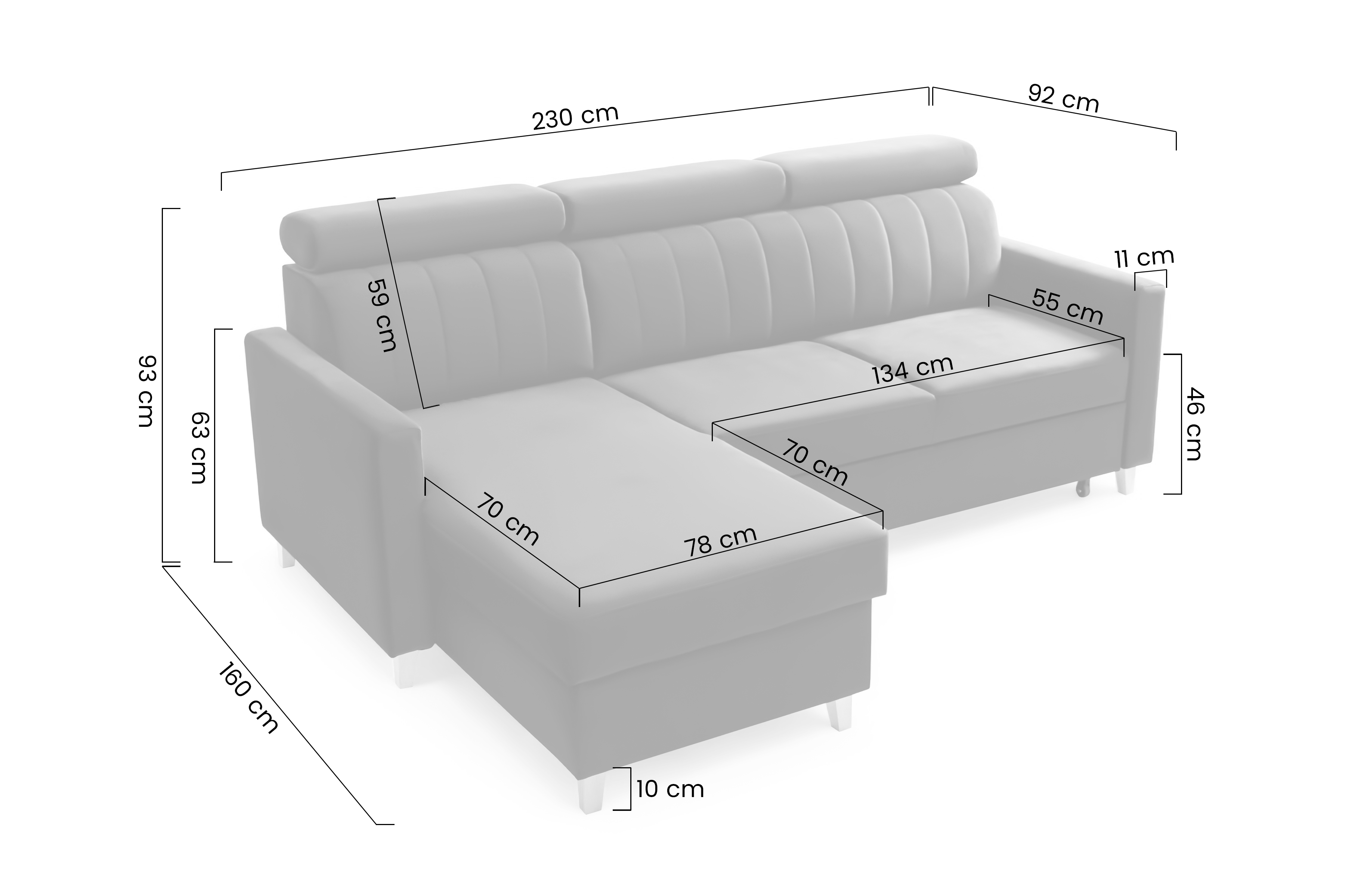 Rohová sedacia súprava Vario univerzálna s funkciou spania - sivý šenil Wind 89 - Koncovka Série    Rohová sedacia súprava Vario s funkciou spánku uniwersalny prawo/Ľavá strana - šedý šenil Wind 89 - Koncovka Série  