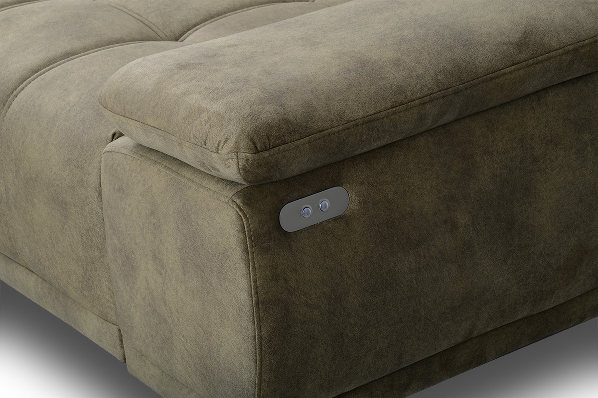 Rohová sedacia súprava FS s elektrickým výsuvným sedením ľavá - olivový zamat Salvador 10 Rohová sedacia súprava FS s elektricky výsuvným sedákem Ľavá strana - Olivový velúr Salvador 10