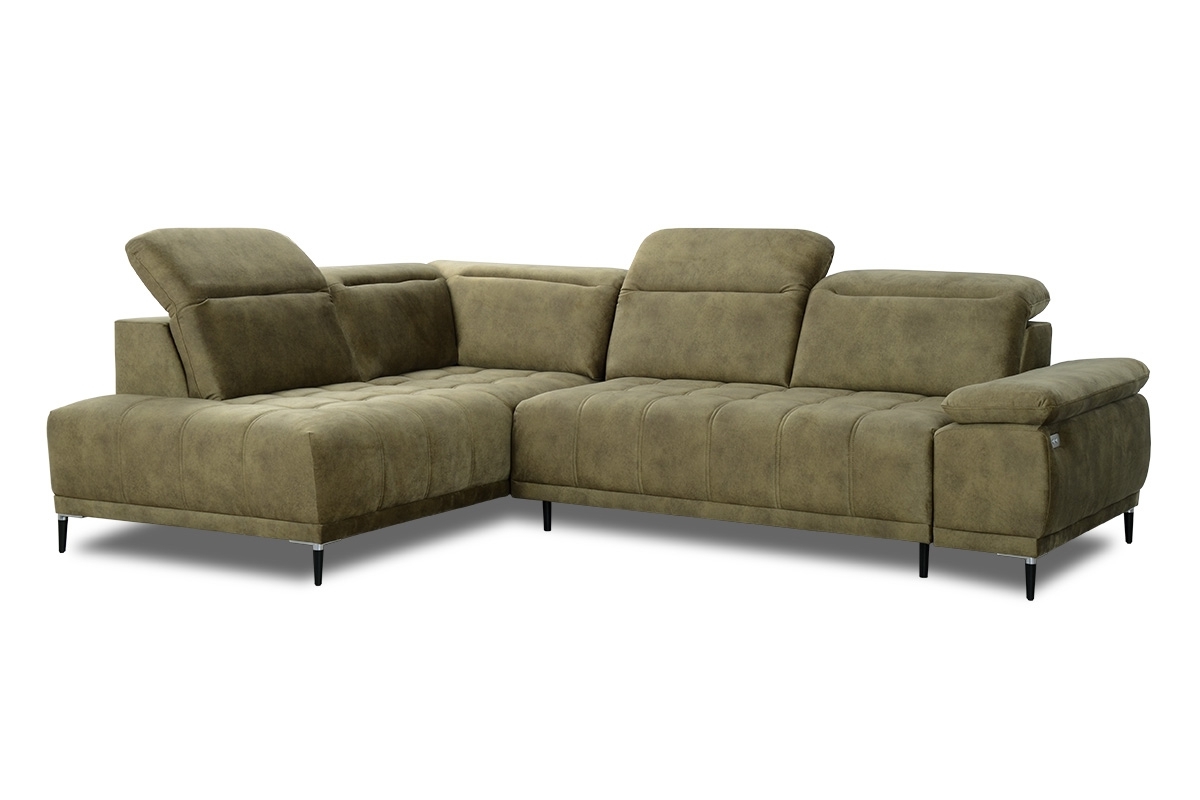 Rohová sedacia súprava FS s elektrickým výsuvným sedením ľavá - olivový zamat Salvador 10 Rohová sedacia súprava FS s elektricky výsuvným sedákem Ľavá strana - Olivový velúr Salvador 10