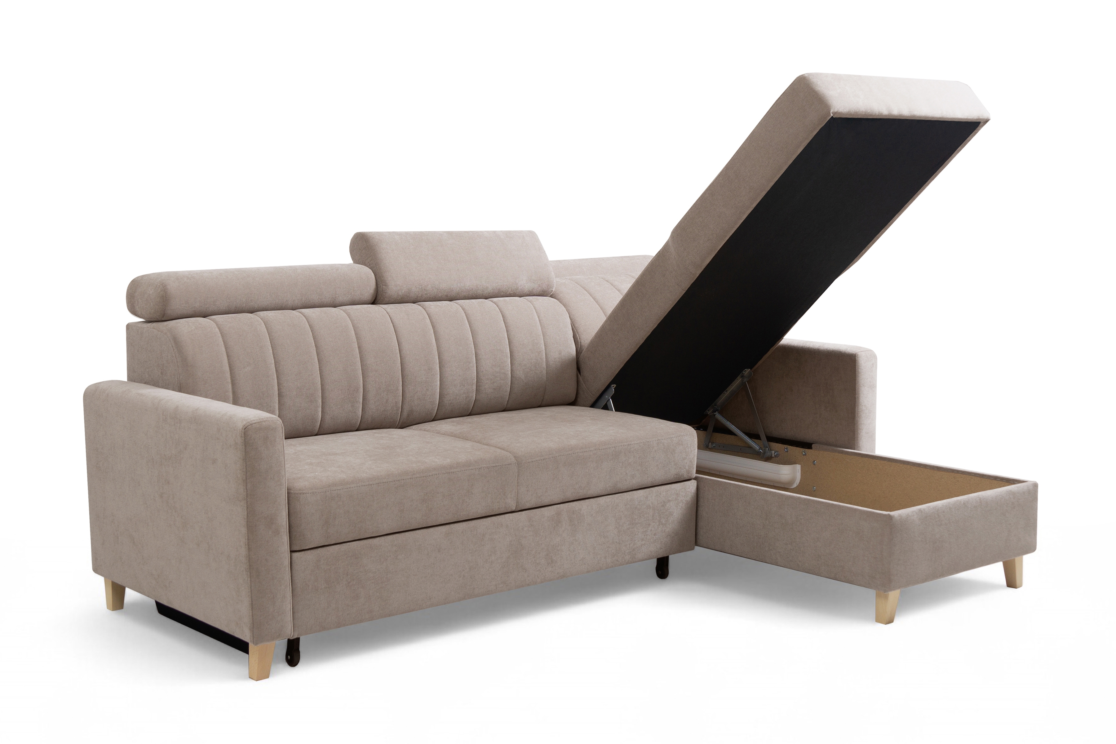 Rozkládací rohová sedací souprava Vario univerzální - béžový samet Jasmine 21  Rohová sedací souprava Vario rozkládací uniwersalny prawo/levá - béžová samet Jasmine 22