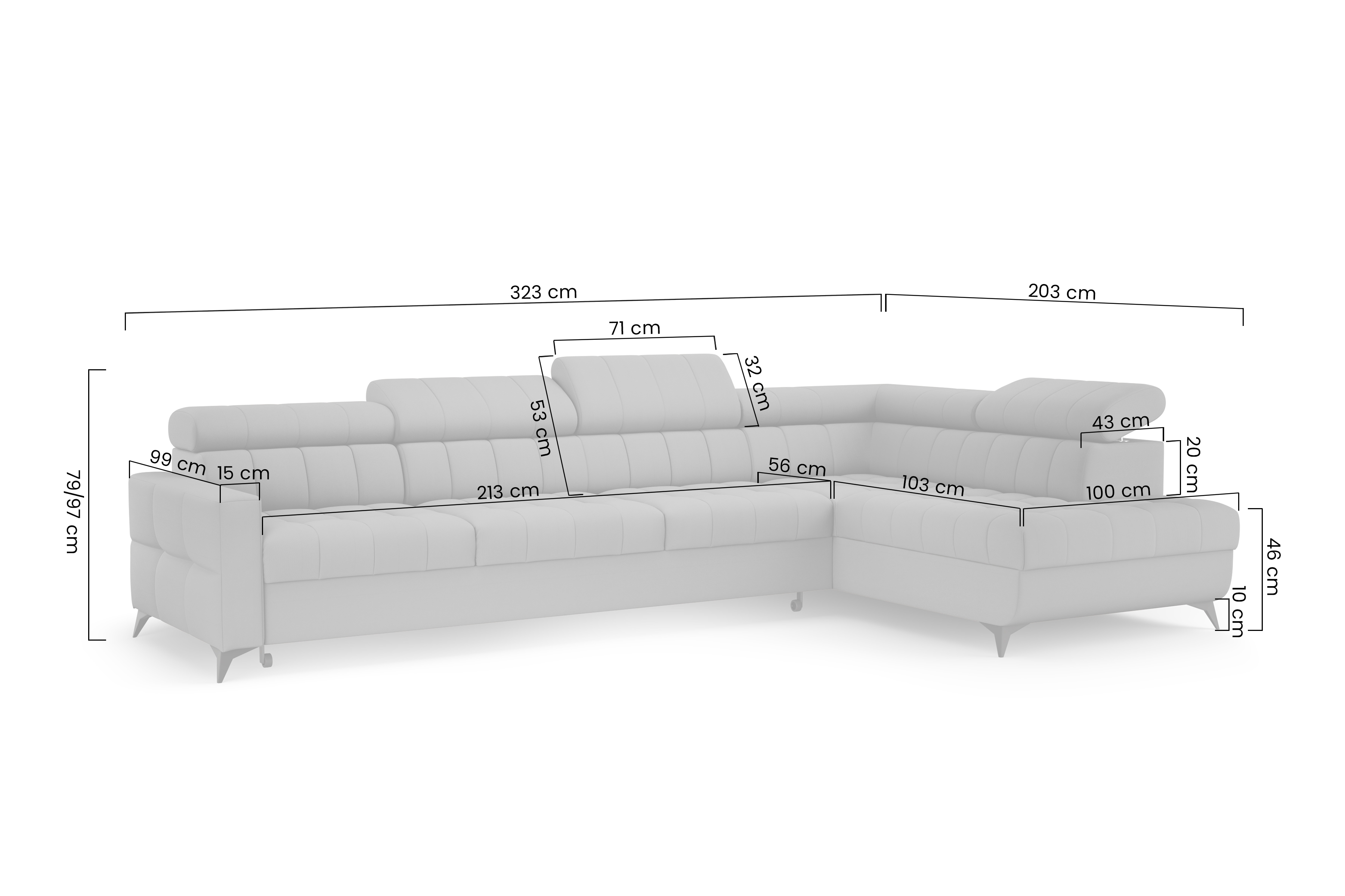 Rozkládací rohová sedací souprava Nardo Maxi levá - šedá Taro 97 Rohová sedací souprava Nardo Maxi rozkládací levá - šedá šenil latwoczyszczacy Taro 97 