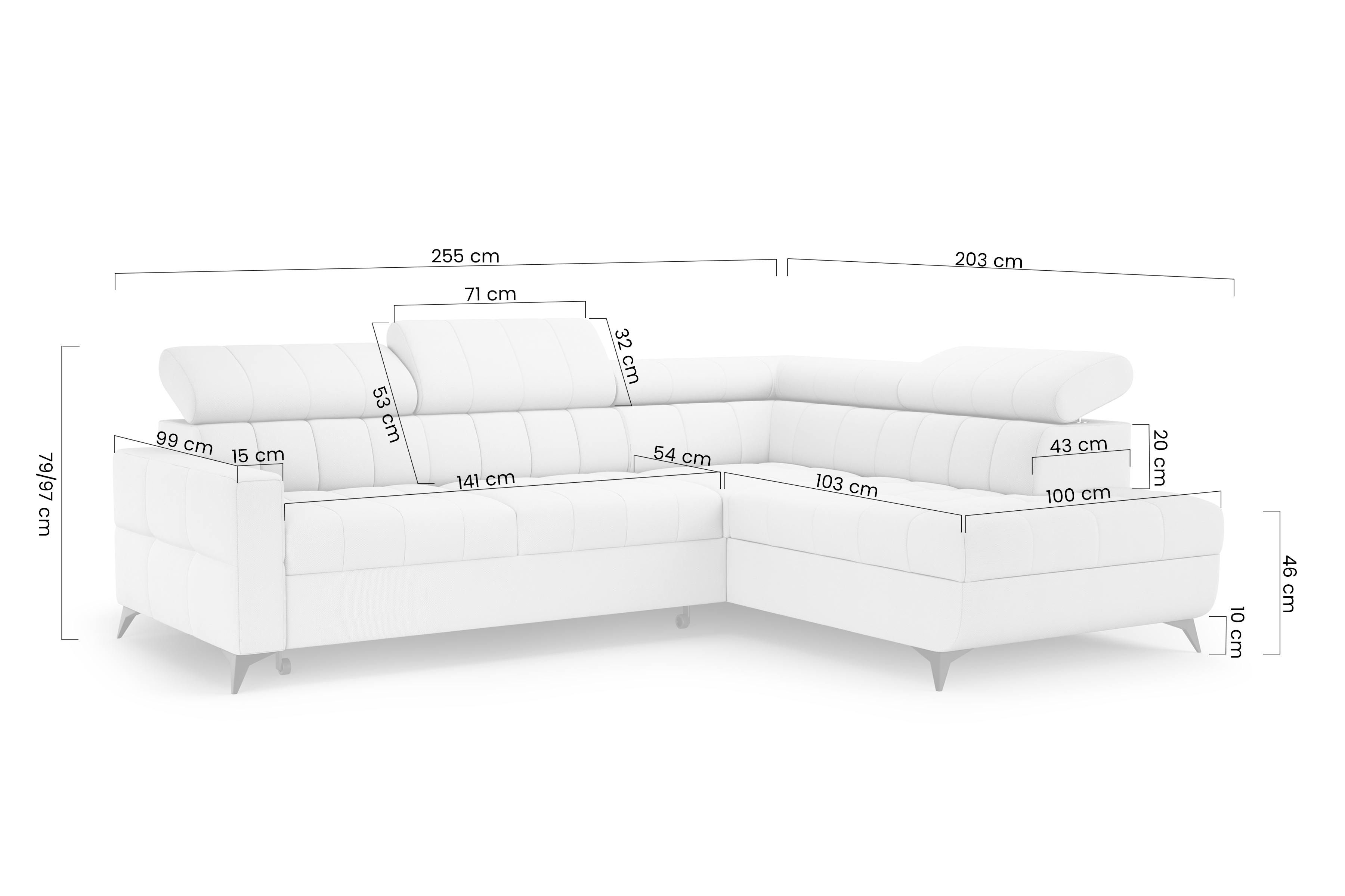 Rozkládací rohová sedací souprava Nardo L pravá - šedá Taro 97 Rohová sedací souprava Nardo L rozkládací pravá - šedá šenil latwoczyszczacy Taro 97 
