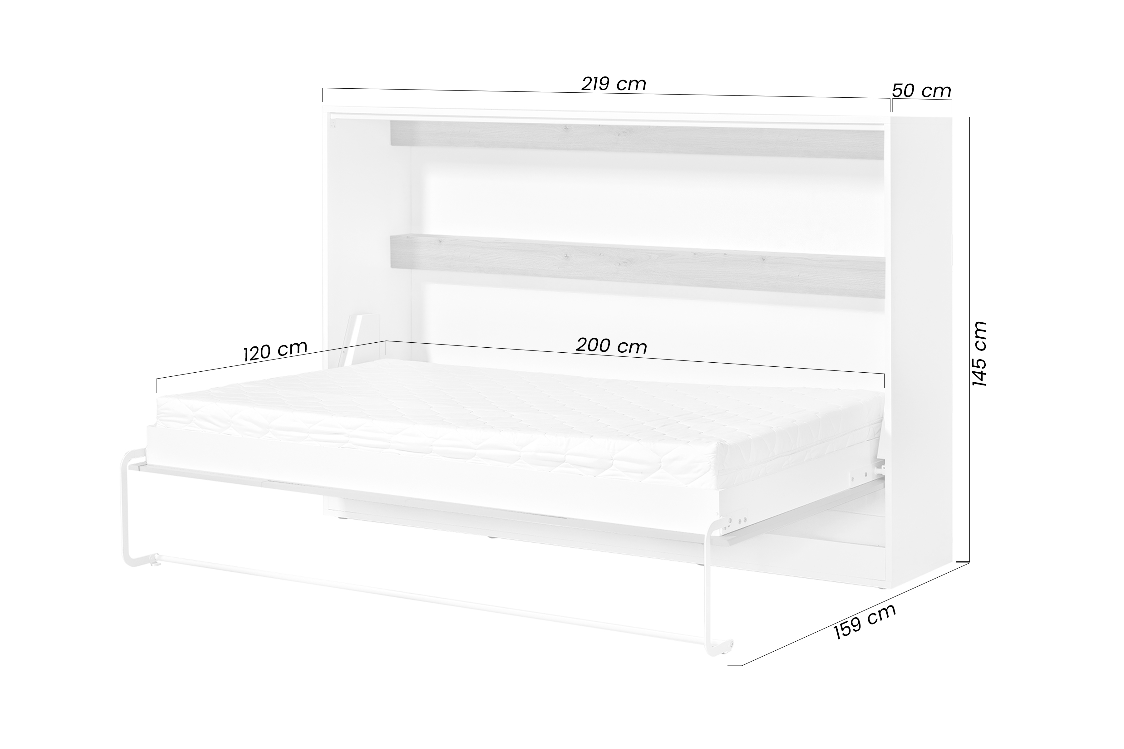 Sklápacia posteľ Lomaro H - 120x200 cm - biela Polkotapczan horizontálny Lomaro 120x200 - Biely / Úchytka Biely
