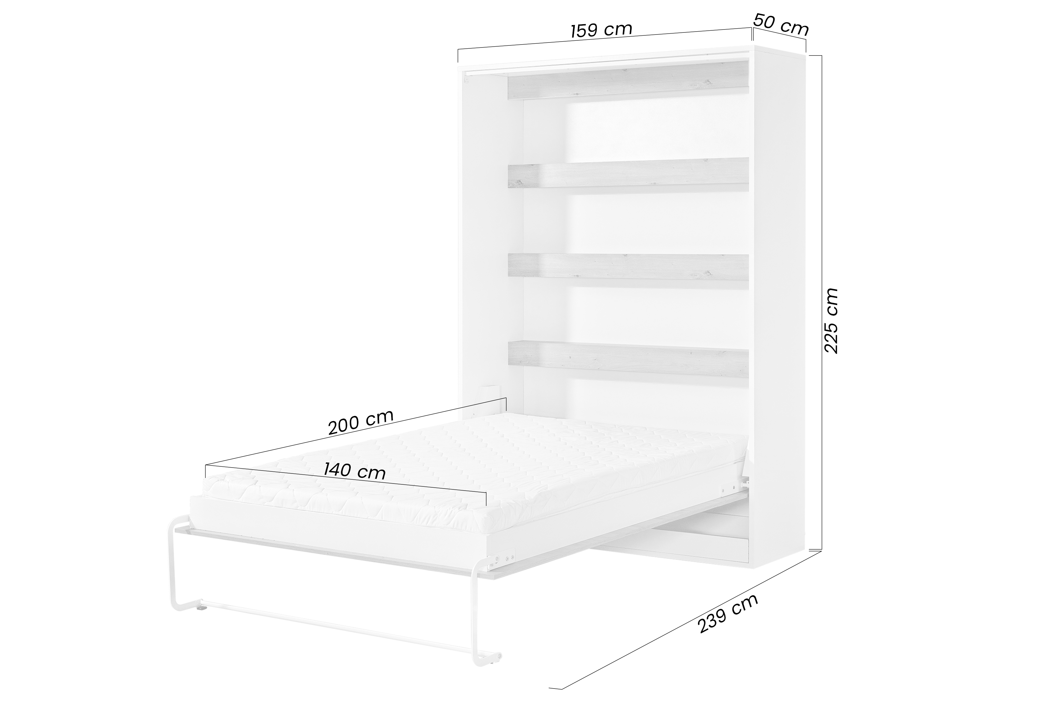 Sklápacia posteľ Lomaro V - 140x200 cm - dub artisan / biela Polkotapczan vertikálny Lomaro 140x200 - Dub artisan / Úchytka Biely