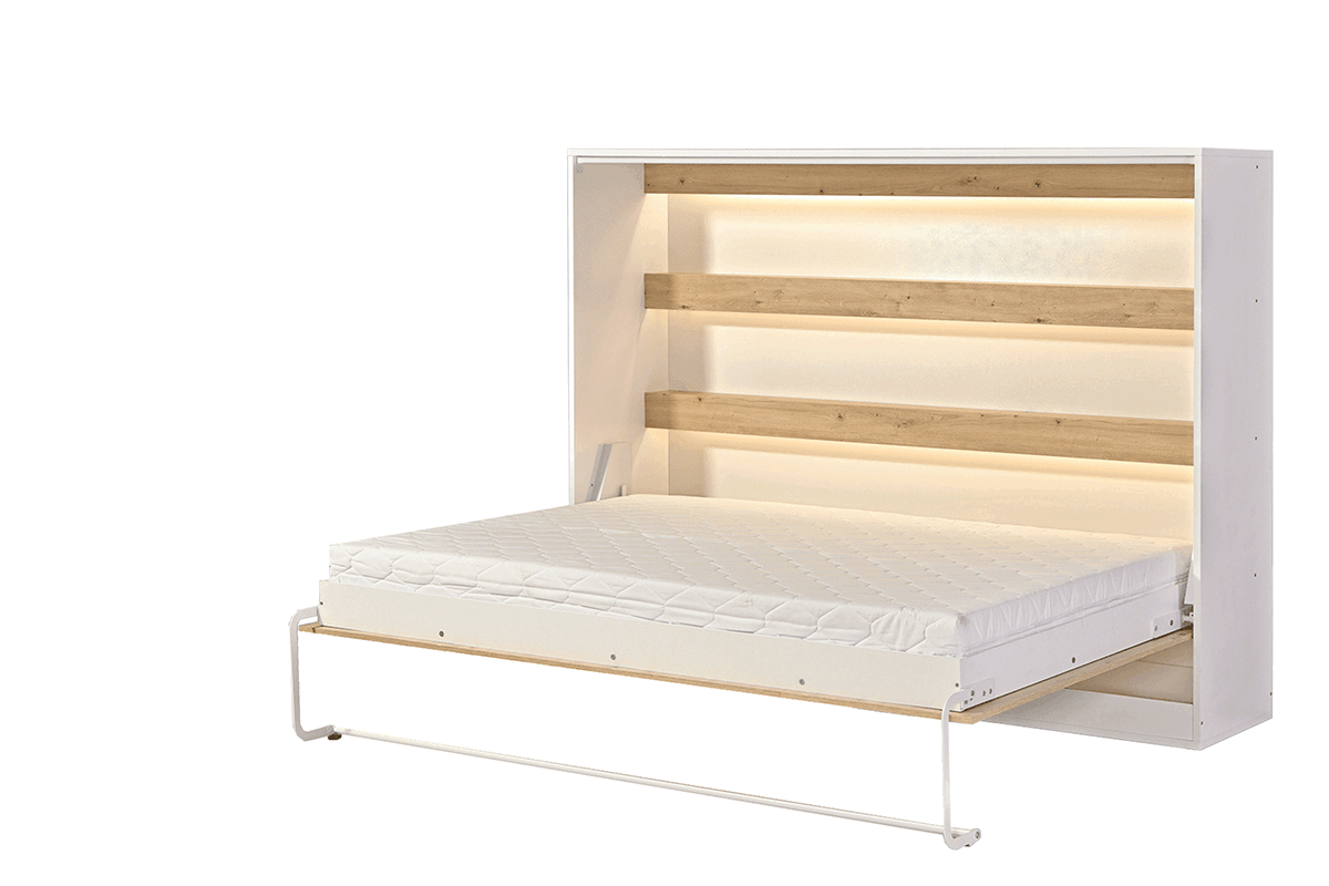 Sklápacia posteľ Lomaro H - 120x200 cm - dub artisan / biela Polkotapczan horizontálny Lomaro 120x200 - Dub artisan / Úchytka Biely