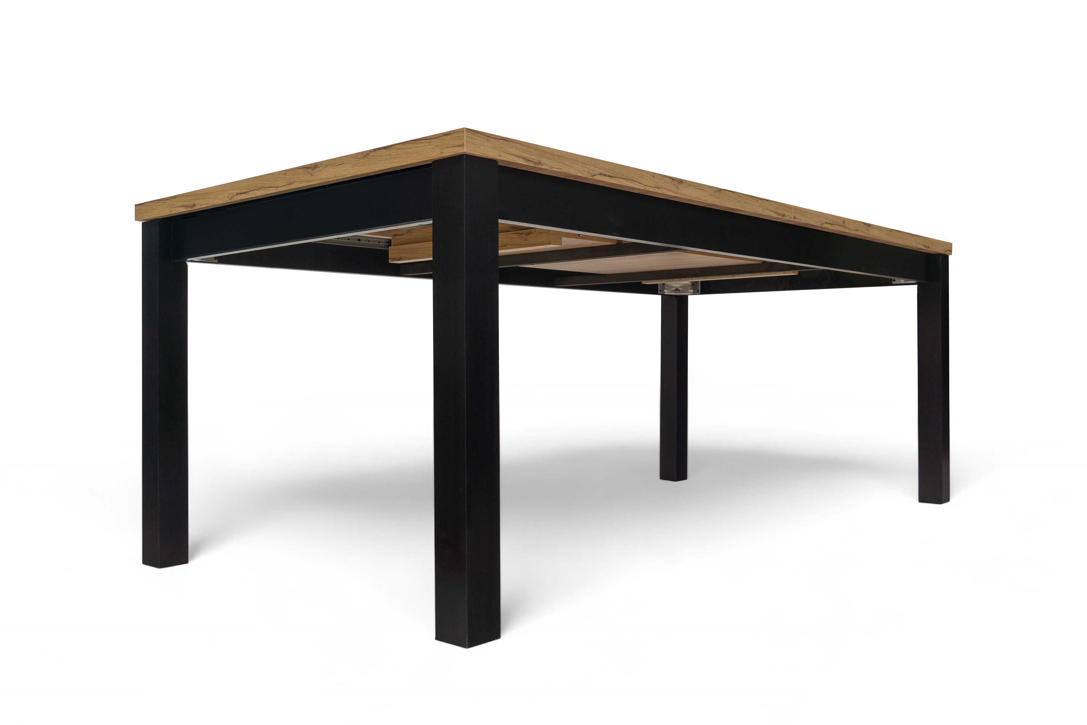 Rozkladací jedálenský stôl Werona 200-250x100 cm – dub wotan / čierne nožičky Stôl rozkladany do jedálne 200-250x100 cm Werona na drewnianych nogach - Dub wotan / čierny nožičky