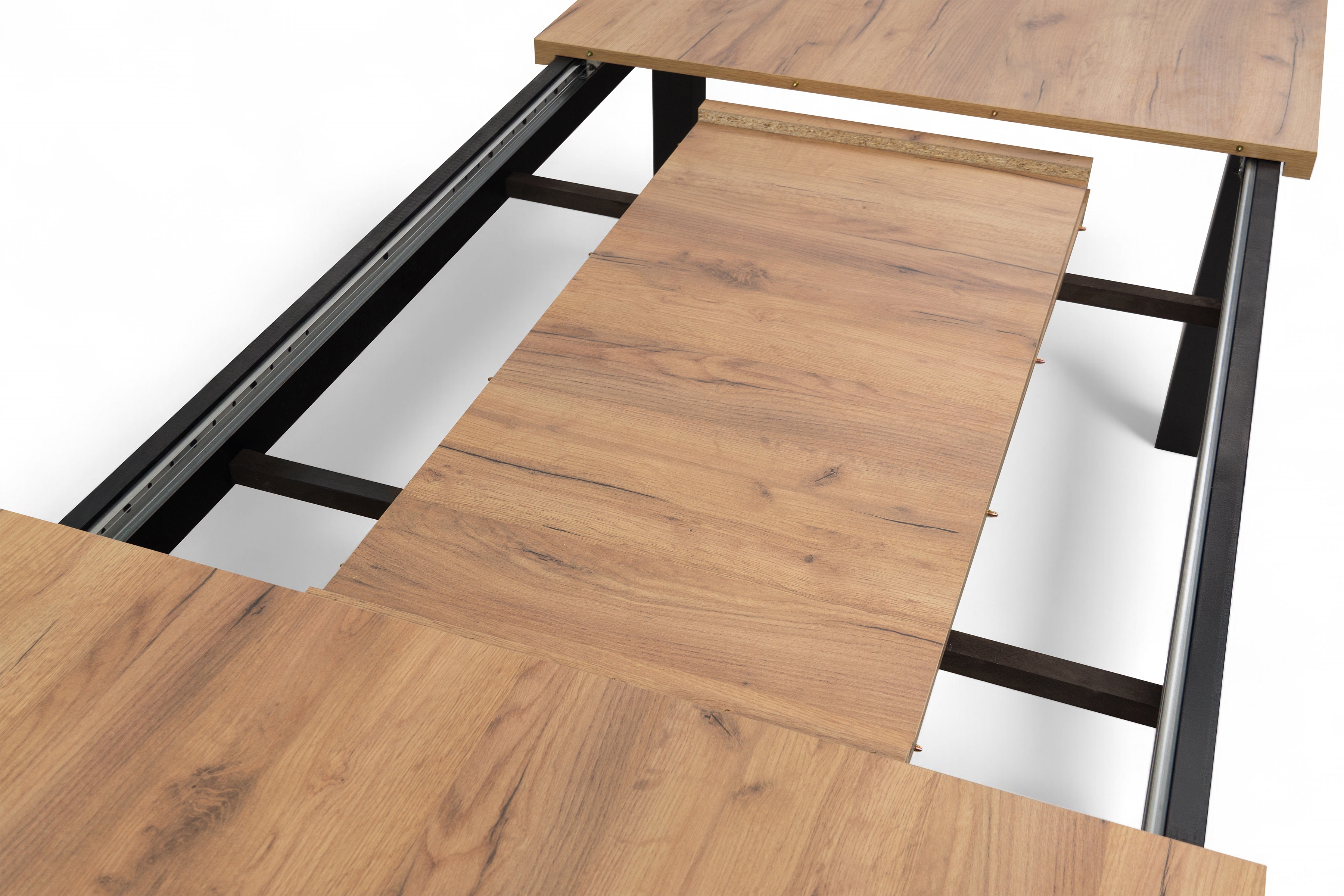 Rozkládací jídelní stůl Werona 140-180x80 cm - dub wotan / černé nohy Stůl rozkladany pro jídelny 140-180x80 cm Werona na drewnianych nogach - dub wotan / černé nožičky