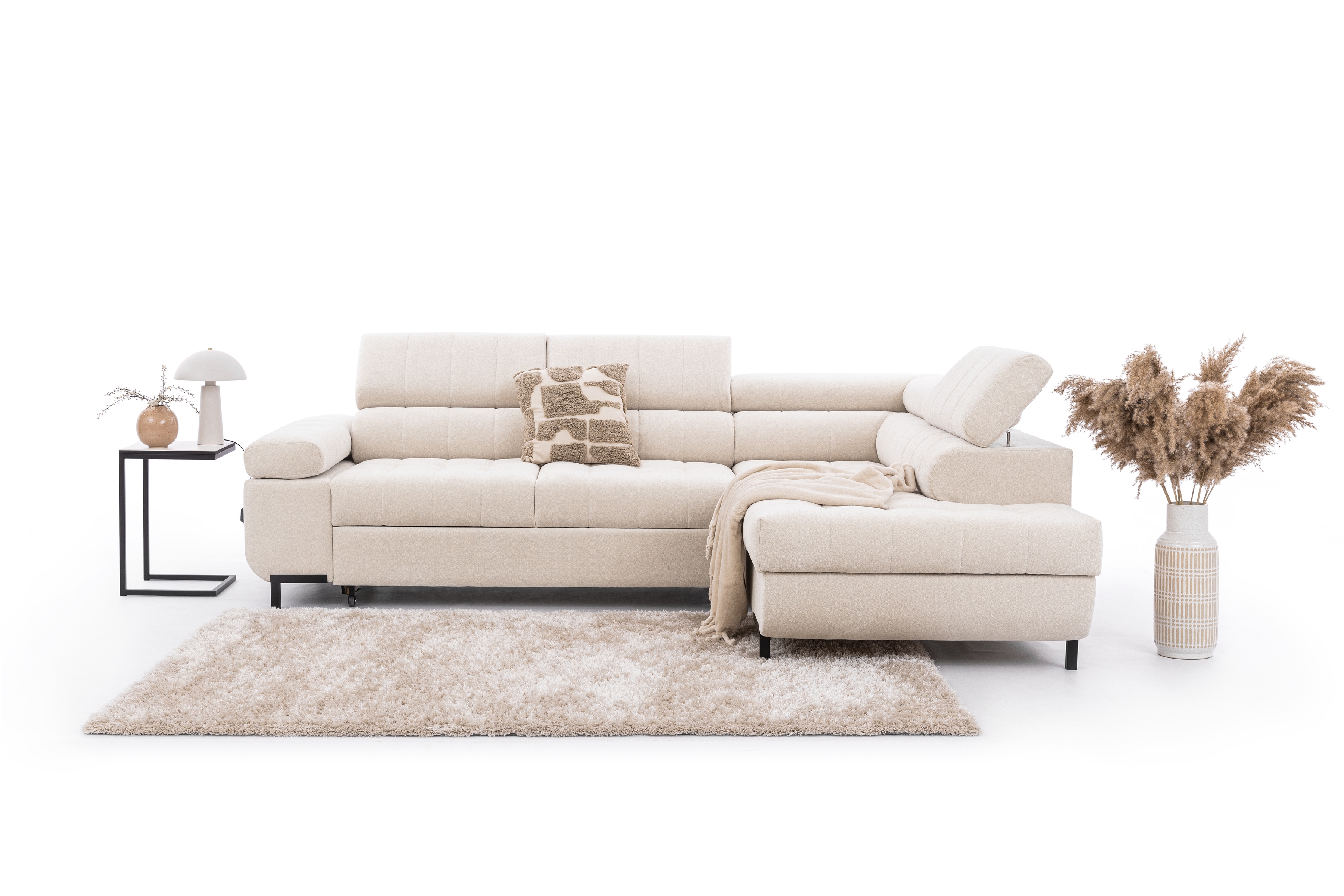 Rohová sedací souprava pravá rozkladany pro obývacího pokoje Tyrion L - béžová šenil Ditra New 20 Rohová sedací souprava pravá rozkladany pro obývacího pokoje Tyrion L - béžová šenil Ditra New 20