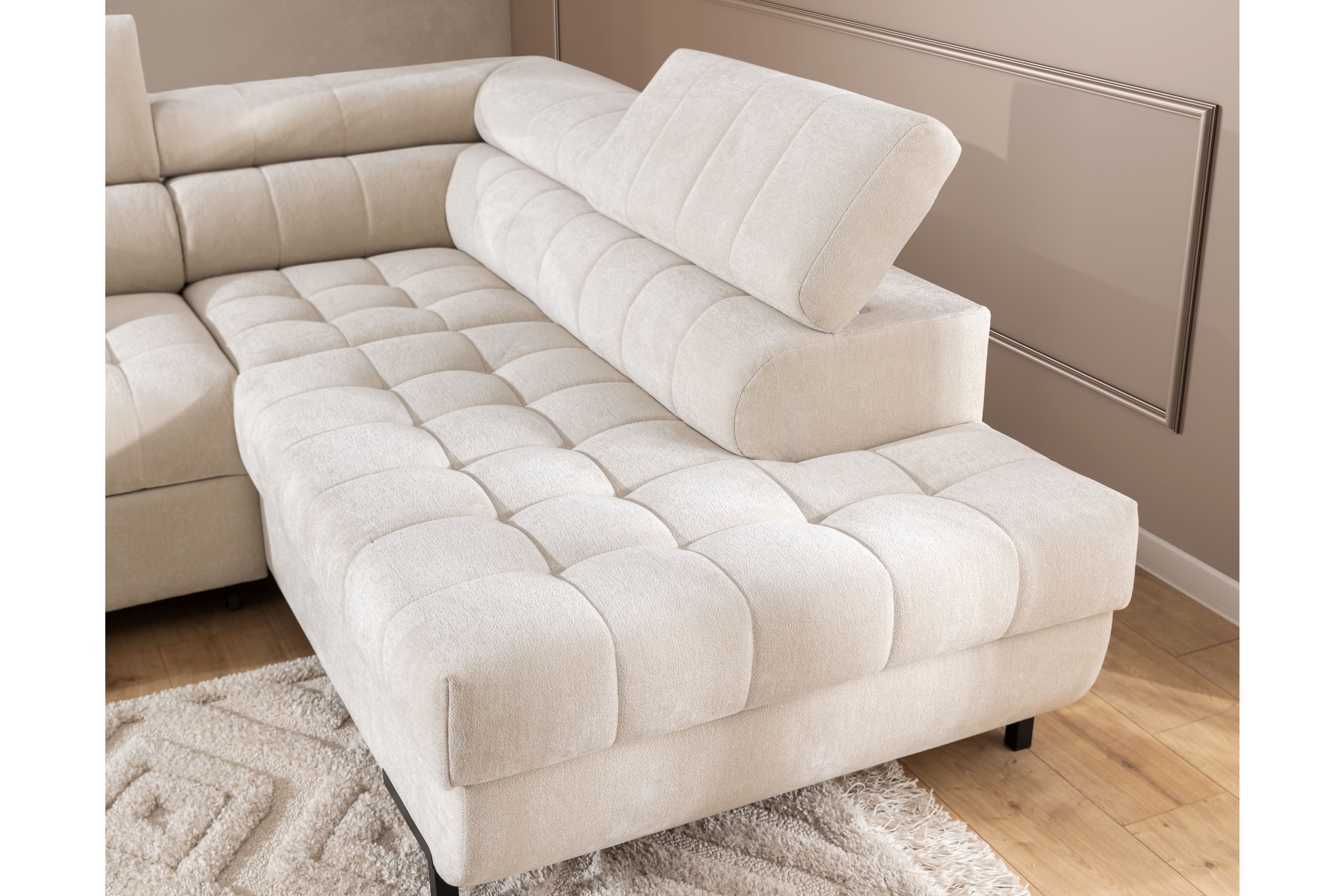 Rohová sedací souprava pravá rozkladany pro obývacího pokoje Tyrion L - béžová šenil Ditra New 20 Rohová sedací souprava pravá rozkladany pro obývacího pokoje Tyrion L - béžová šenil Ditra New 20