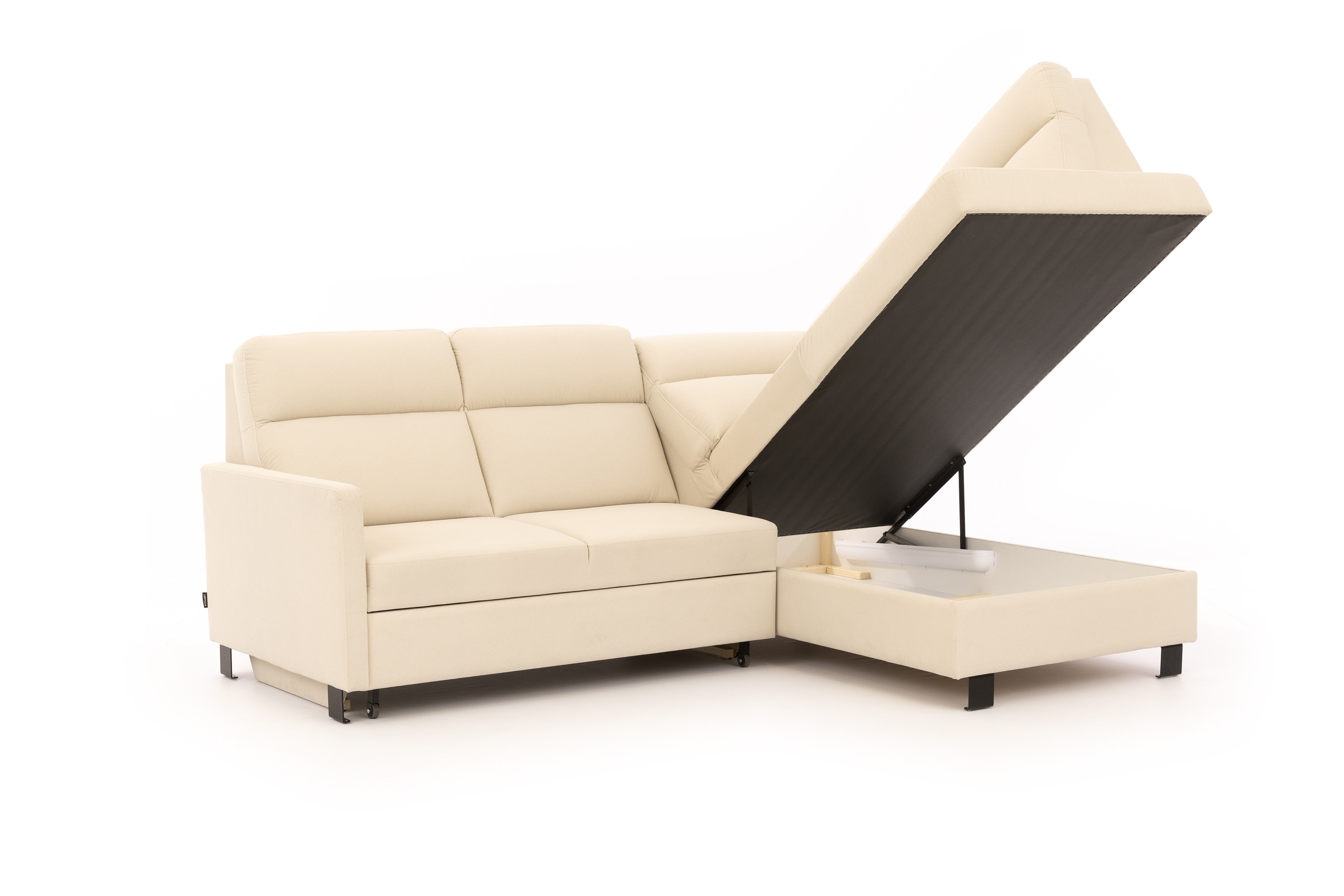 Rohová pohovka Loario L pravá s úzkými boky - krémová látka Sand 03 Rohová sedací souprava Loario L pravá z waskim bokiem - Sand 03