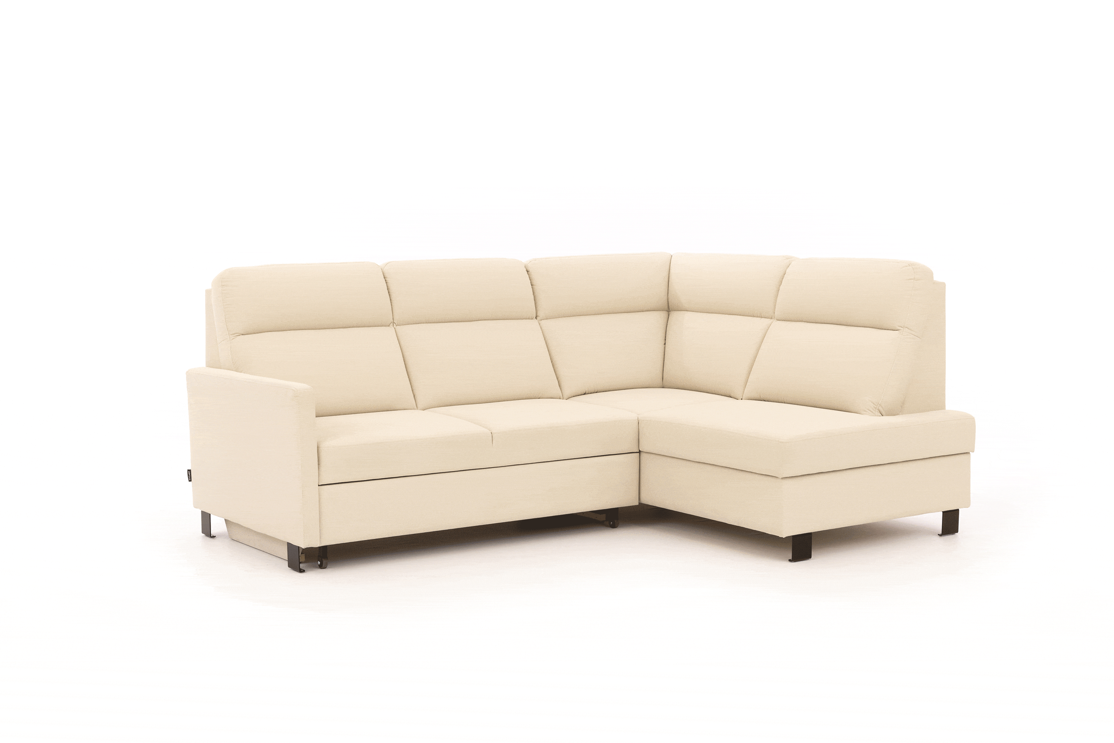 Rohová pohovka Loario L pravá s úzkými boky - krémová látka Sand 03 Rohová sedací souprava Loario L pravá z waskim bokiem - Sand 03