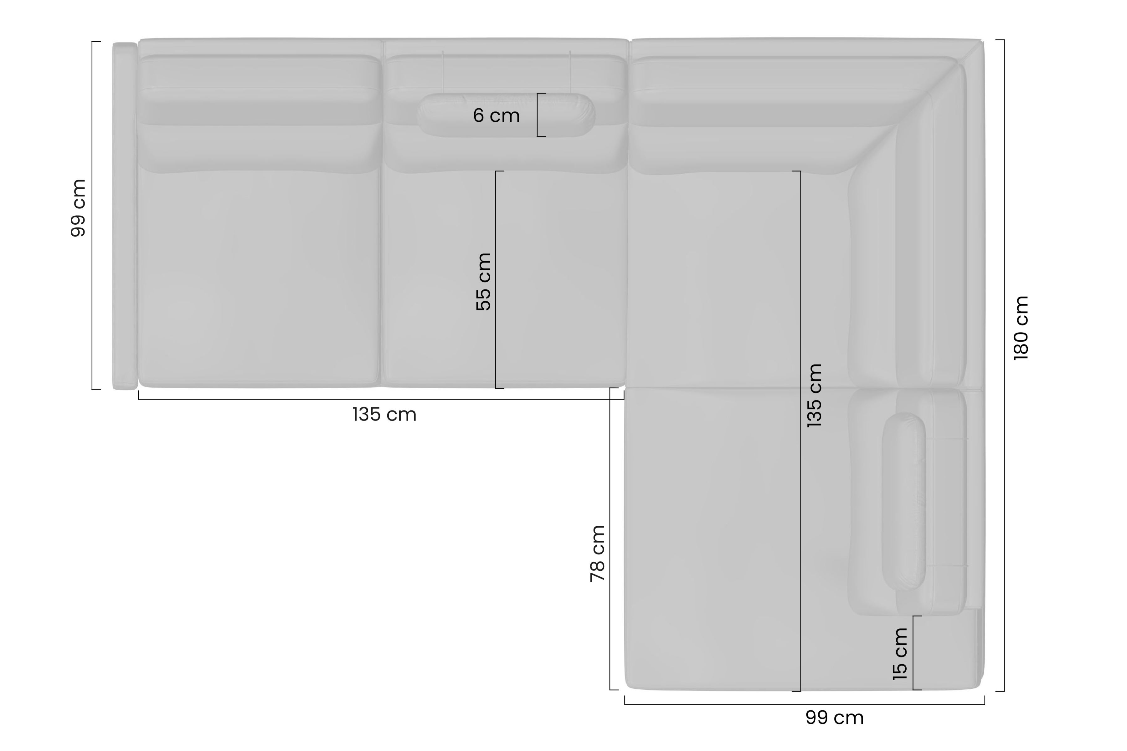 Rohová pohovka Loario L pravá s úzkými boky - krémová látka Sand 03 Rohová sedací souprava Loario L pravá z waskim bokiem - Sand 03