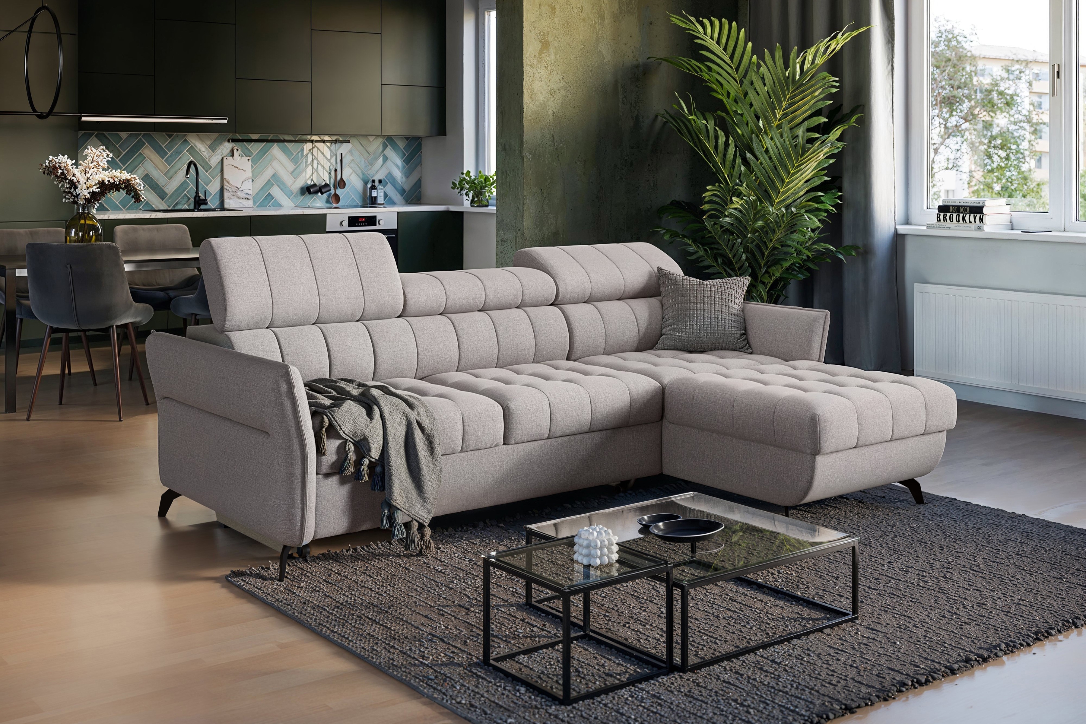 Rohová sedacia súprava Elarias Mini univerzálna s funkciou spania Rohová sedacia súprava Elarias Mini s funkciou spánku uniwersalny Ľavý/Pravý