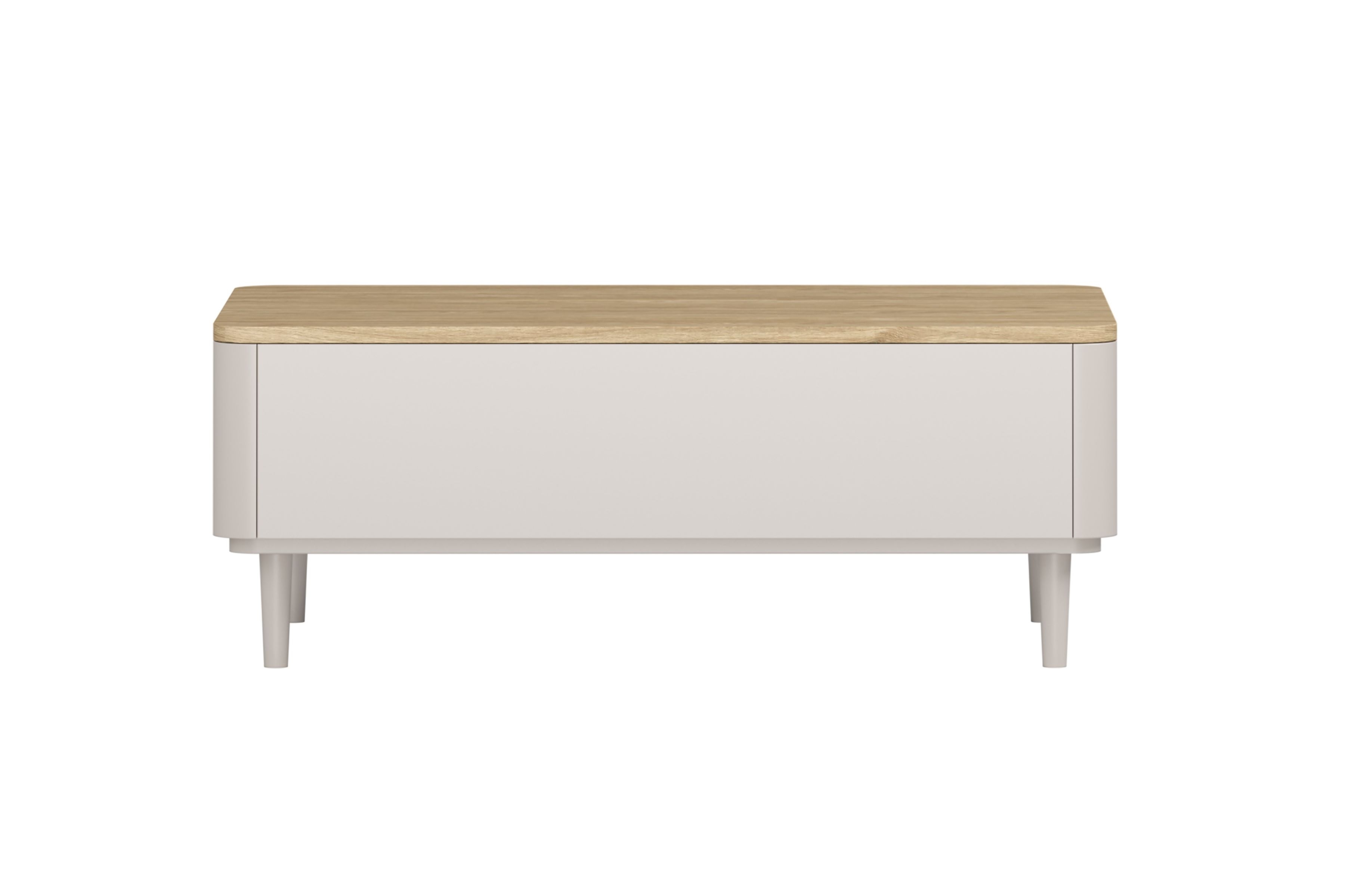 Konferenční stolek Amilio 100 cm se zásuvkami - kašmír / olejovaný dub stolek kawowy Amilio 100 cm se zásuvkami na nožkách - kašmír / dub olejowany