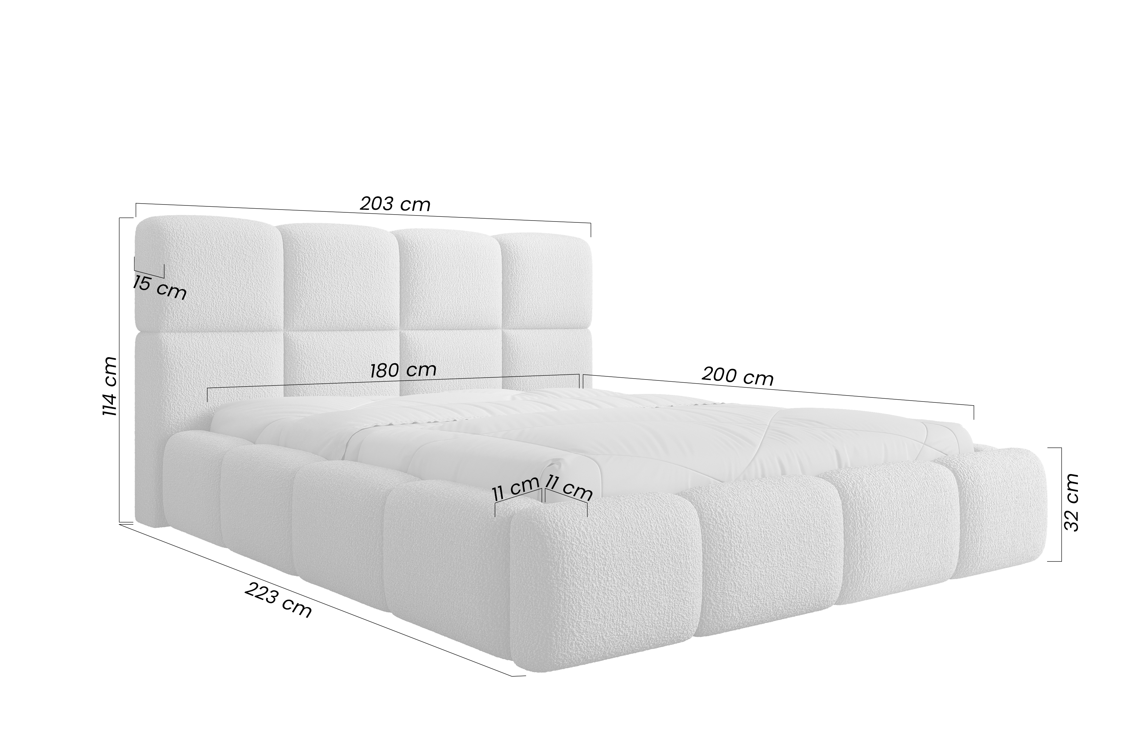 Čalúnená manželská posteľ Cloud 180x200 s úložným priestorom - sivá buklé látka Quelle 83 Posteľ čalúnená Cloud 180x200 S vnútorným úložným priestorom- šedá bukla Quelle 83