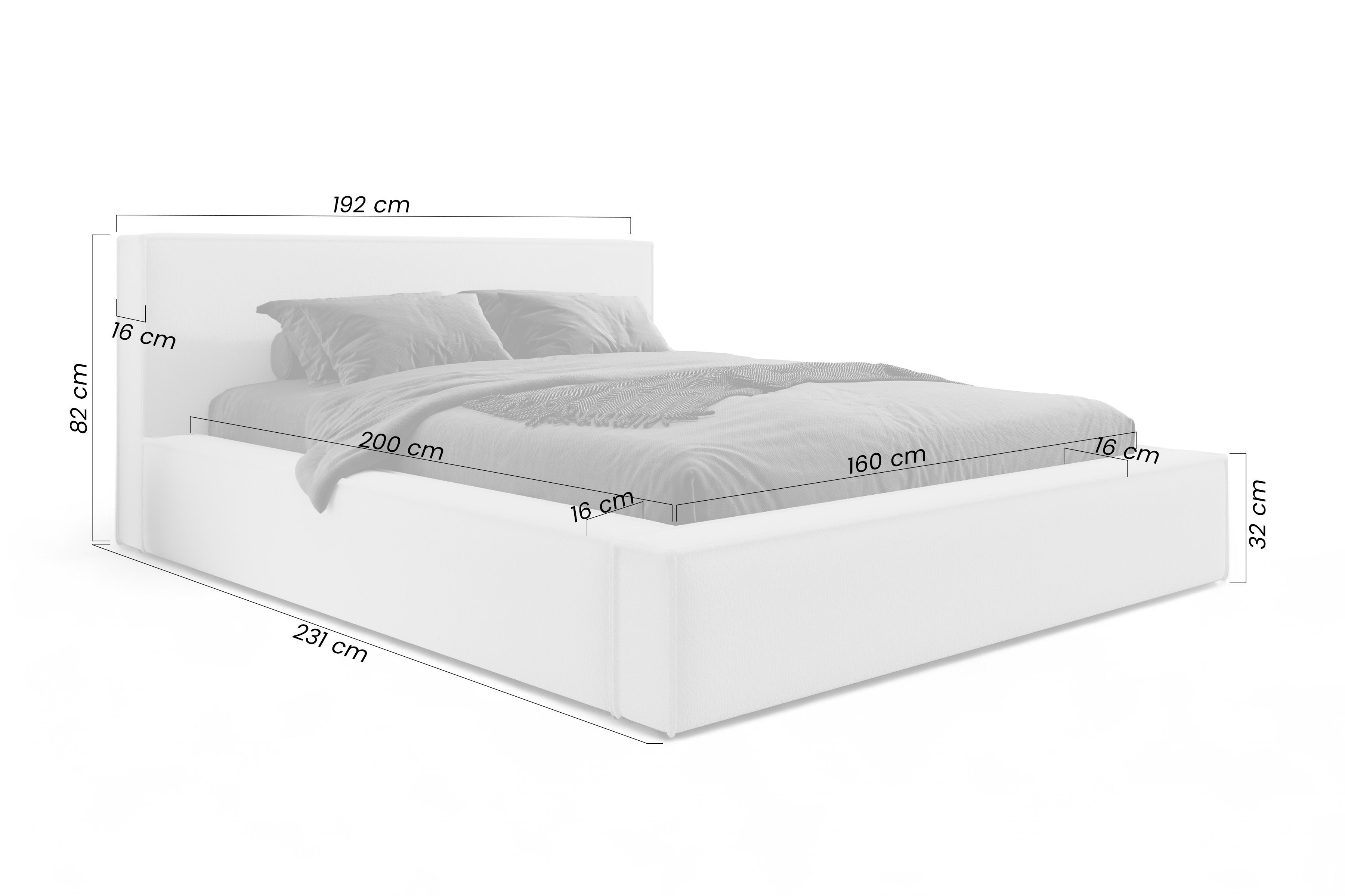 Čalúnená posteľ Nirello 160x200 s úložným priestorom - béžová buklé Quelle 05 Posteľ čalúnená Nirello 160x200 S vnútorným úložným priestorom- Béžová bukla Quelle 05