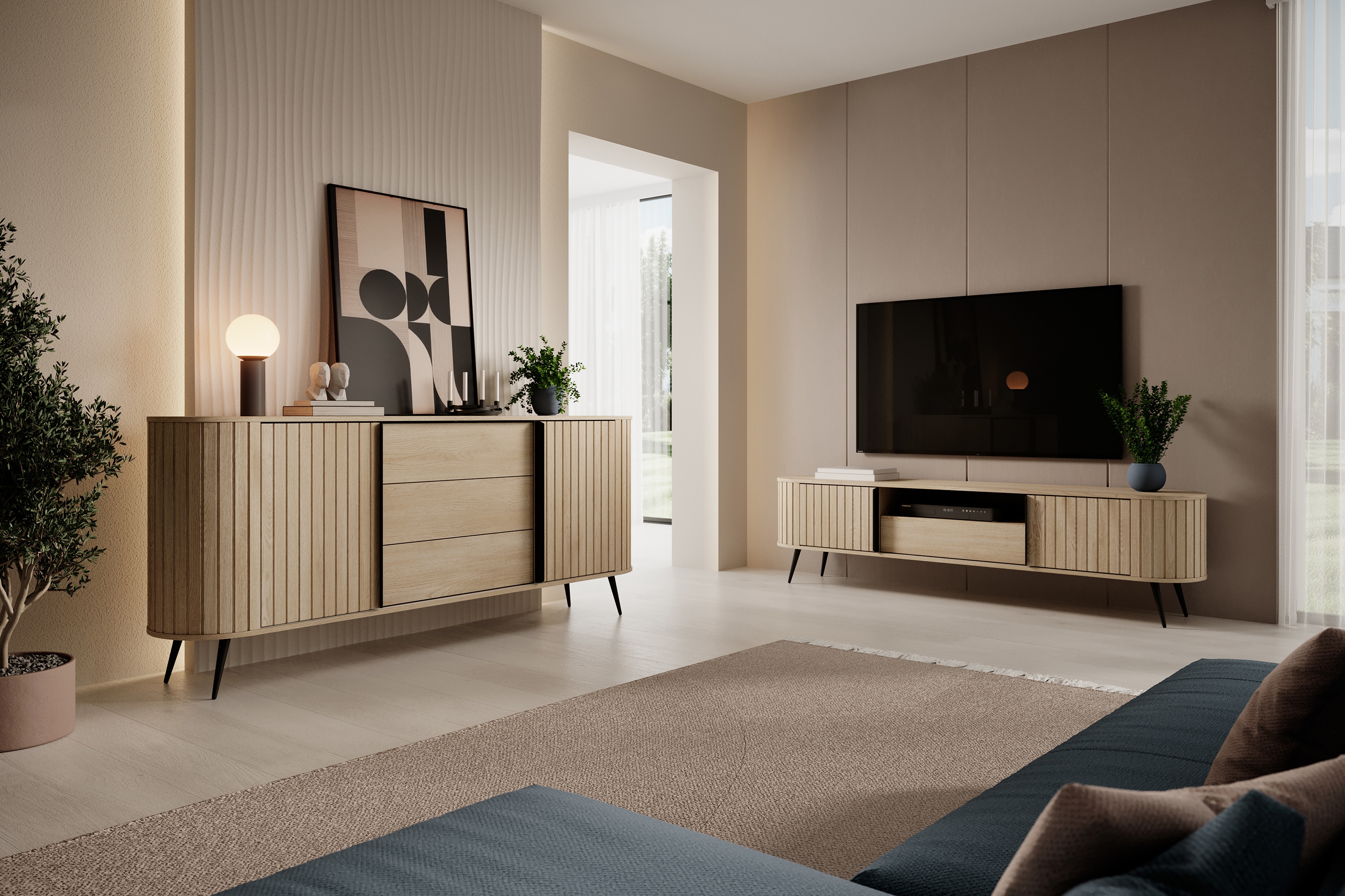 TV stolek Luvio 196 cm se zásuvkou - dub cremona skříňka RTV Luvio 196 cm z szuflada - dub cremona