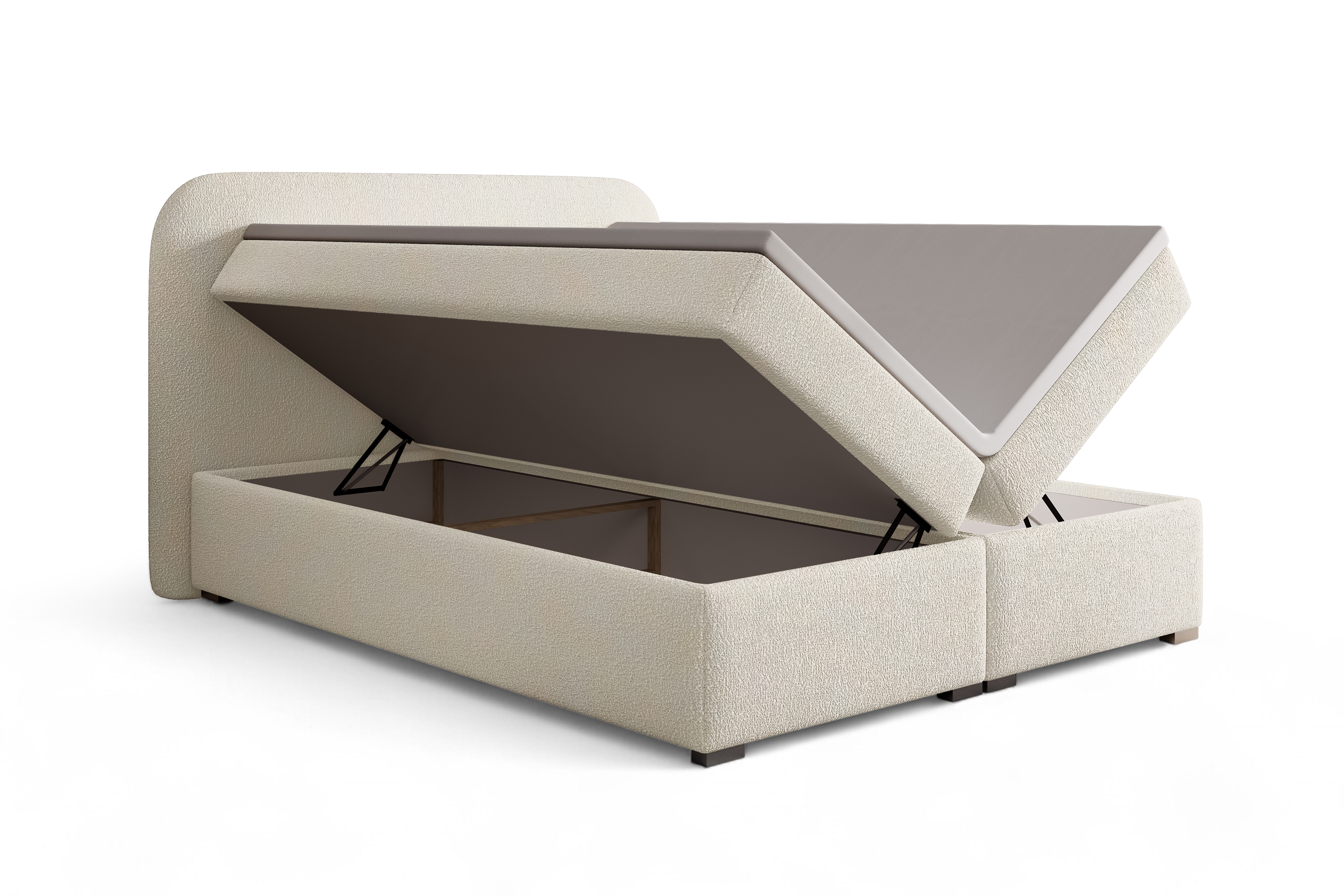 Kontinentálna posteľ Eleris 180x200 s úložným priestorom - svetlobéžová buklé Quelle 02 Boxspring posteľ Elaris 180x200 s úložným priestorom - svetlý Béžová bukla Quelle 02 