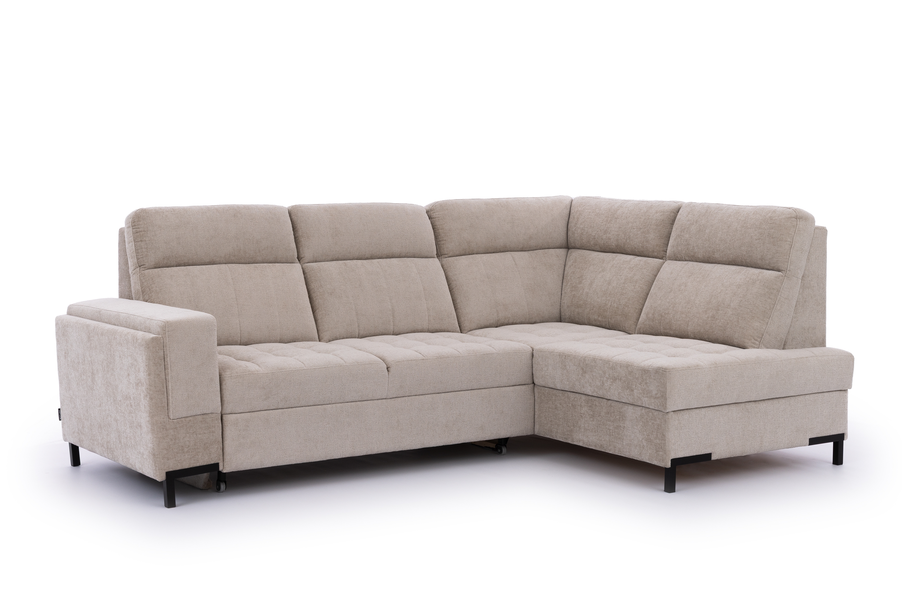 Rohová sedačka Gespano L pravostranná so širokým, vyrezaným bokom - béžový šenil Perfect harmony 07 Rohová sedacia súprava Gespano L pravá strana z szerokim, wcietym bokiem - Perfect harmony 07