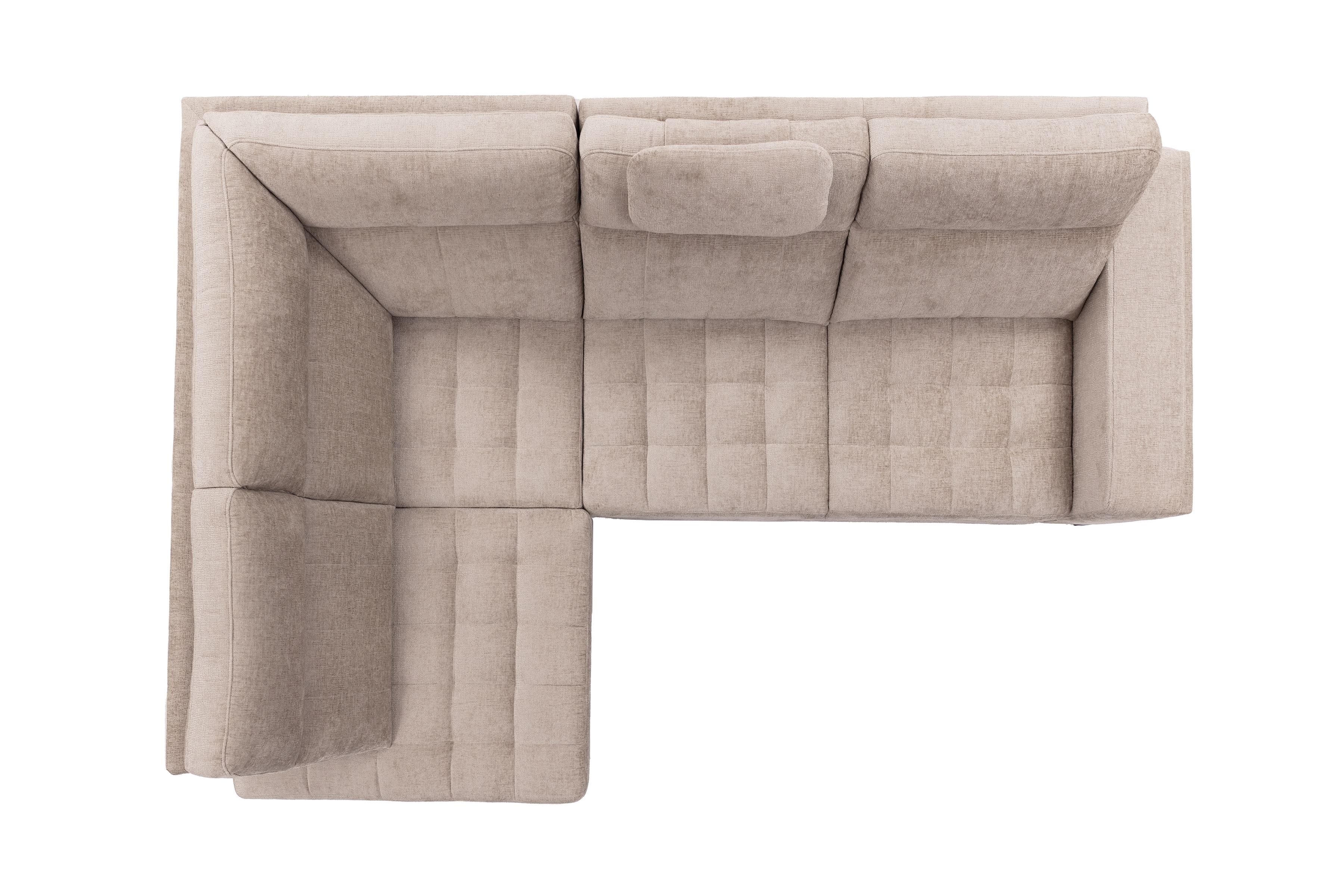 Rohová sedačka Gespano L ľavostranná so širokou, zúženou opierkou - béžový šenil Perfect harmony 07 Rohová sedacia súprava Gespano L Ľavá strana z szerokim, wcietym bokiem - Perfect harmony 07