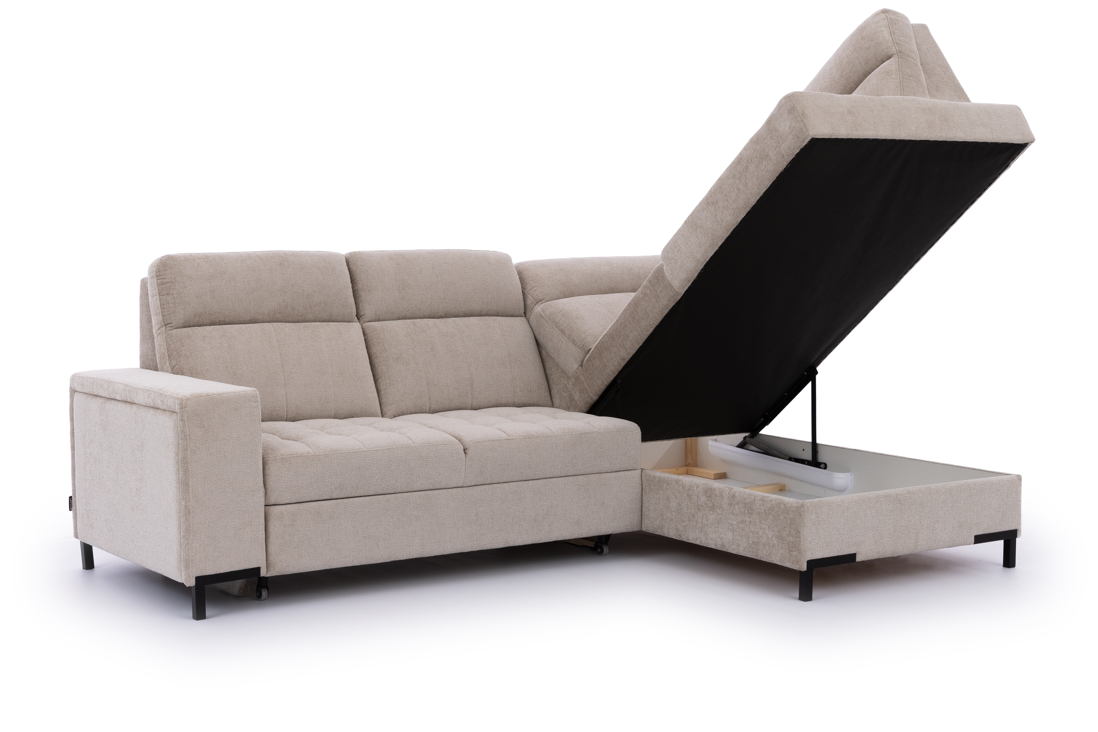 Rohová sedačka Gespano L pravostranná so širokým bokom - béžový šenil Perfect harmony 07 Rohová sedacia súprava Gespano L pravá strana z szerokim bokiem - béžový šenil Perfect harmony 07