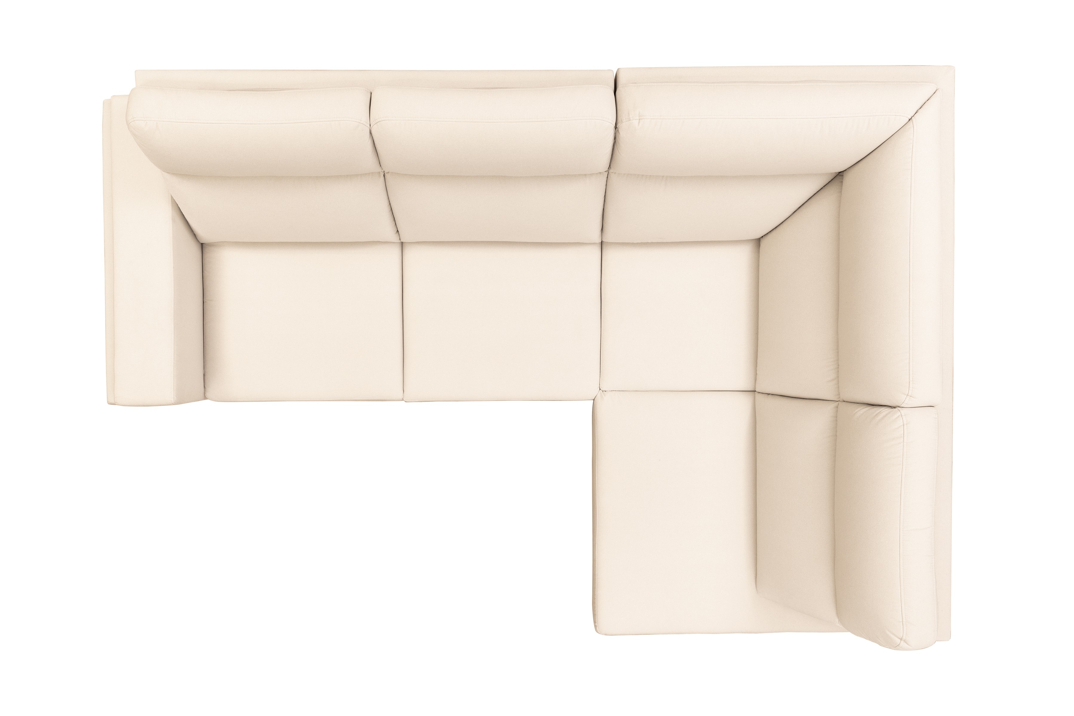 Rohová sedačka Loario L pravostranná so širokým, vyrezaným bokom - krémová látka Sand 03 Rohová sedacia súprava Loario L pravá strana z szerokim, wcietym bokiem - kremowa dzianina Sand 03