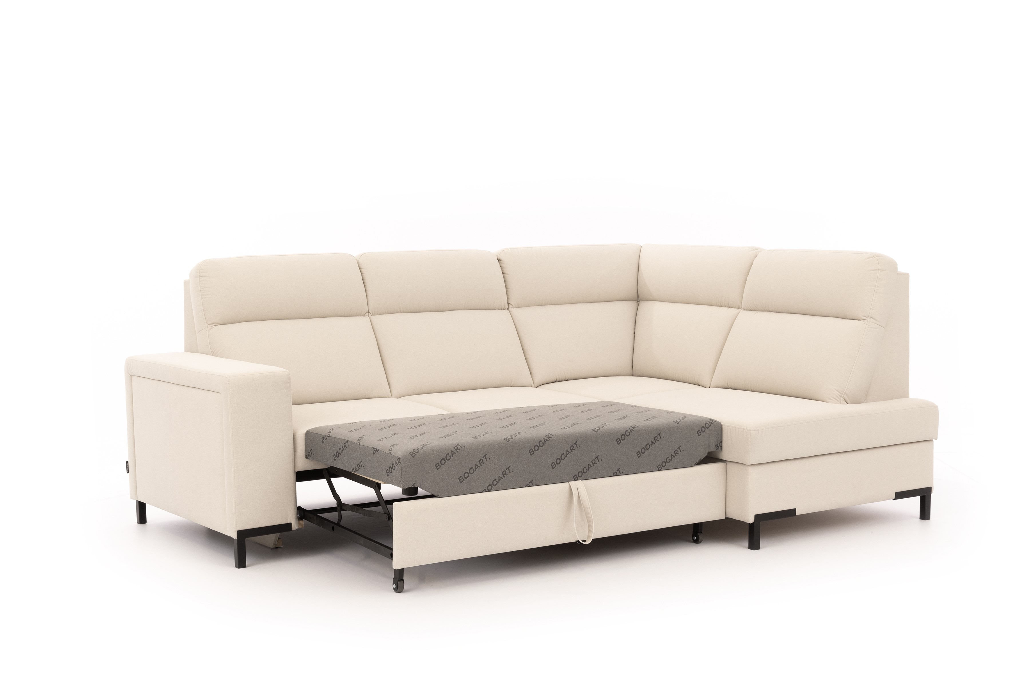 Rohová sedačka Loario L pravostranná se širokým bokem - krémová tkanina Sand 03 Rohová sedací souprava Loario L pravá z szerokim bokiem - Sand 03